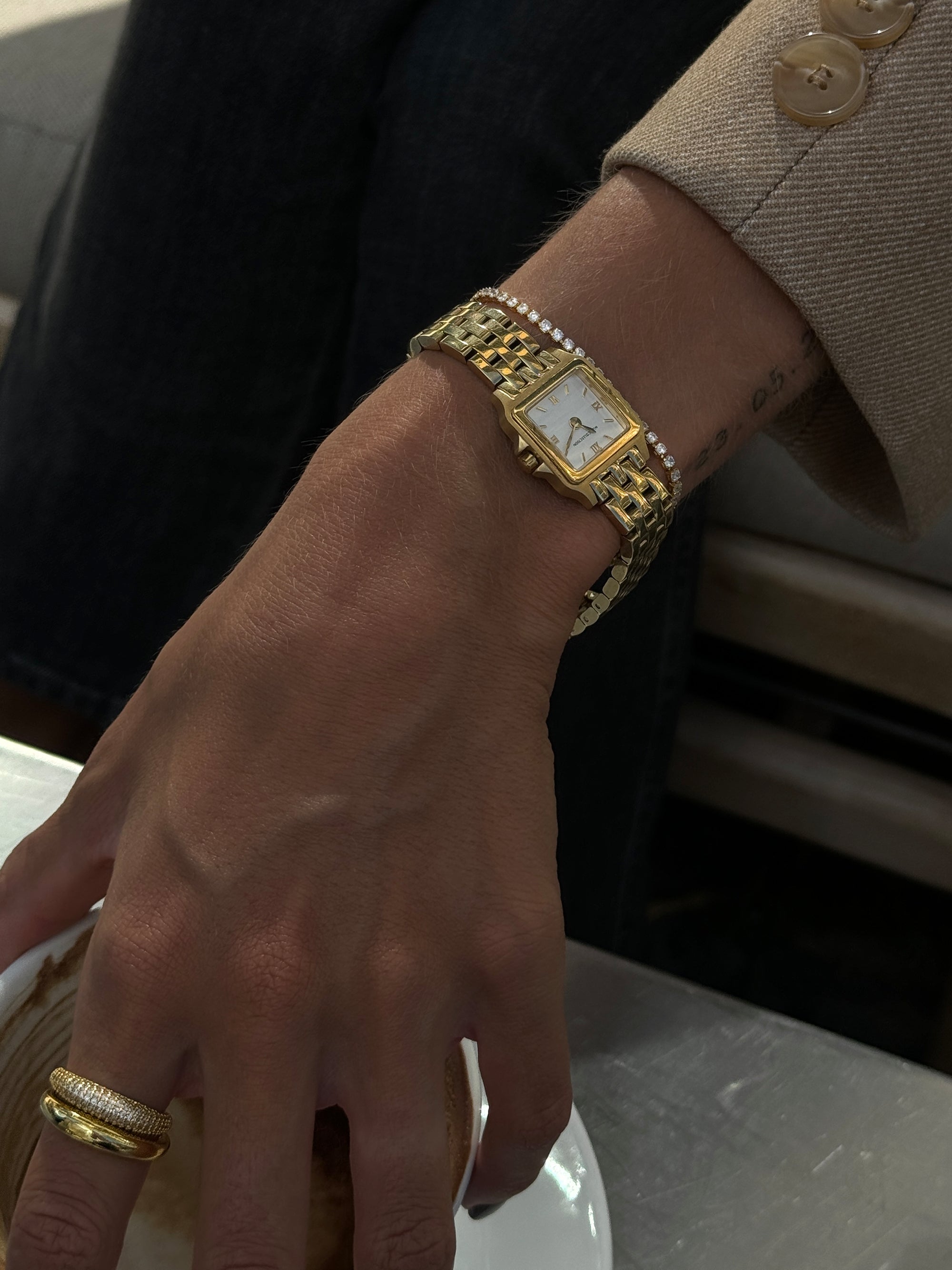 Thin Tennis Bracelet - Gold