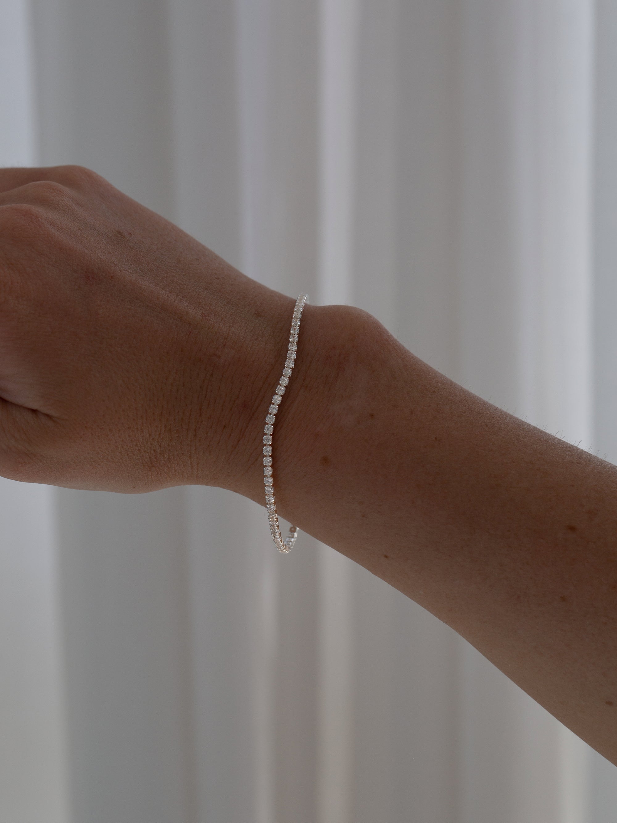Thin Tennis Bracelet - Silver