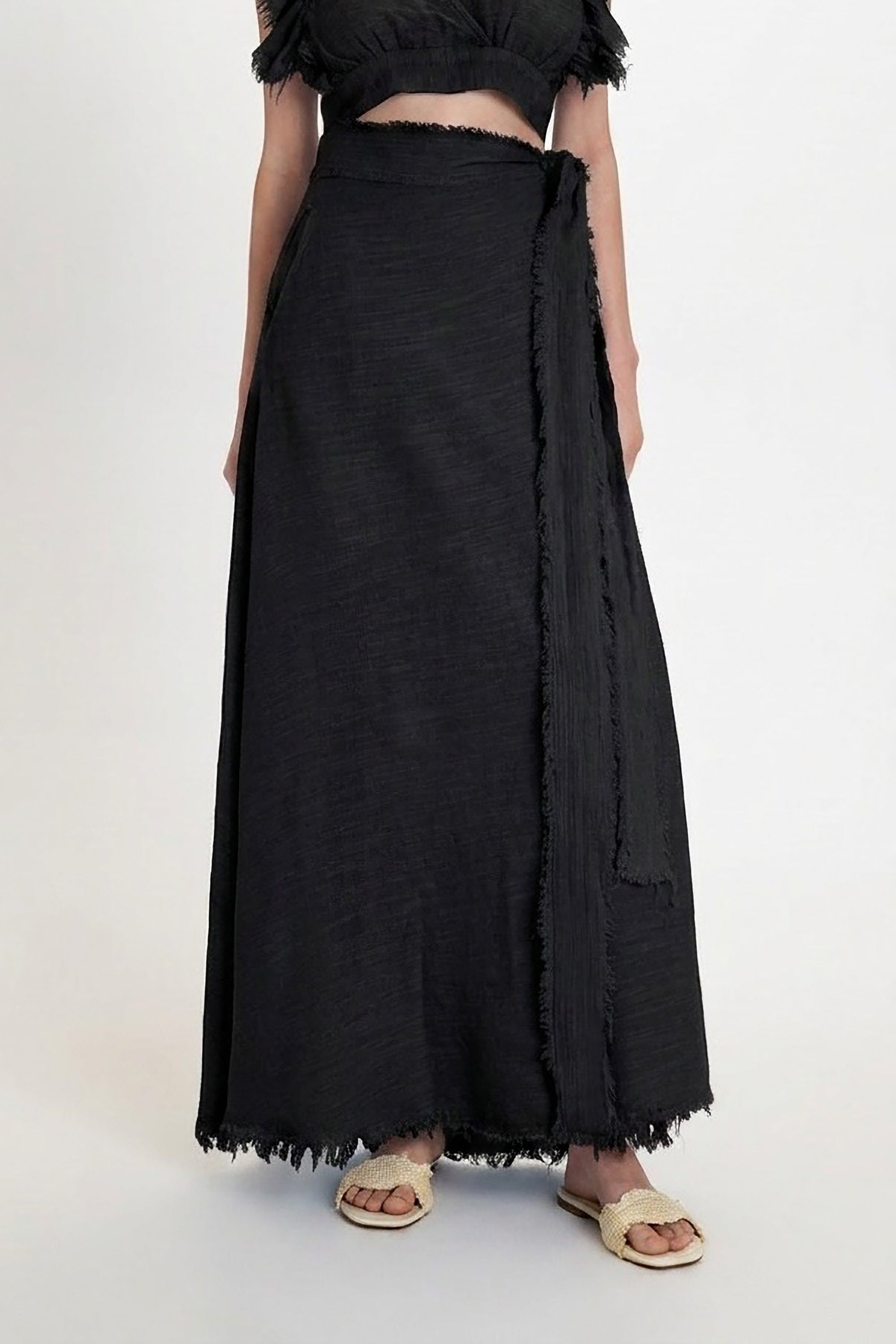 Gauze Maxi Skirt - Black