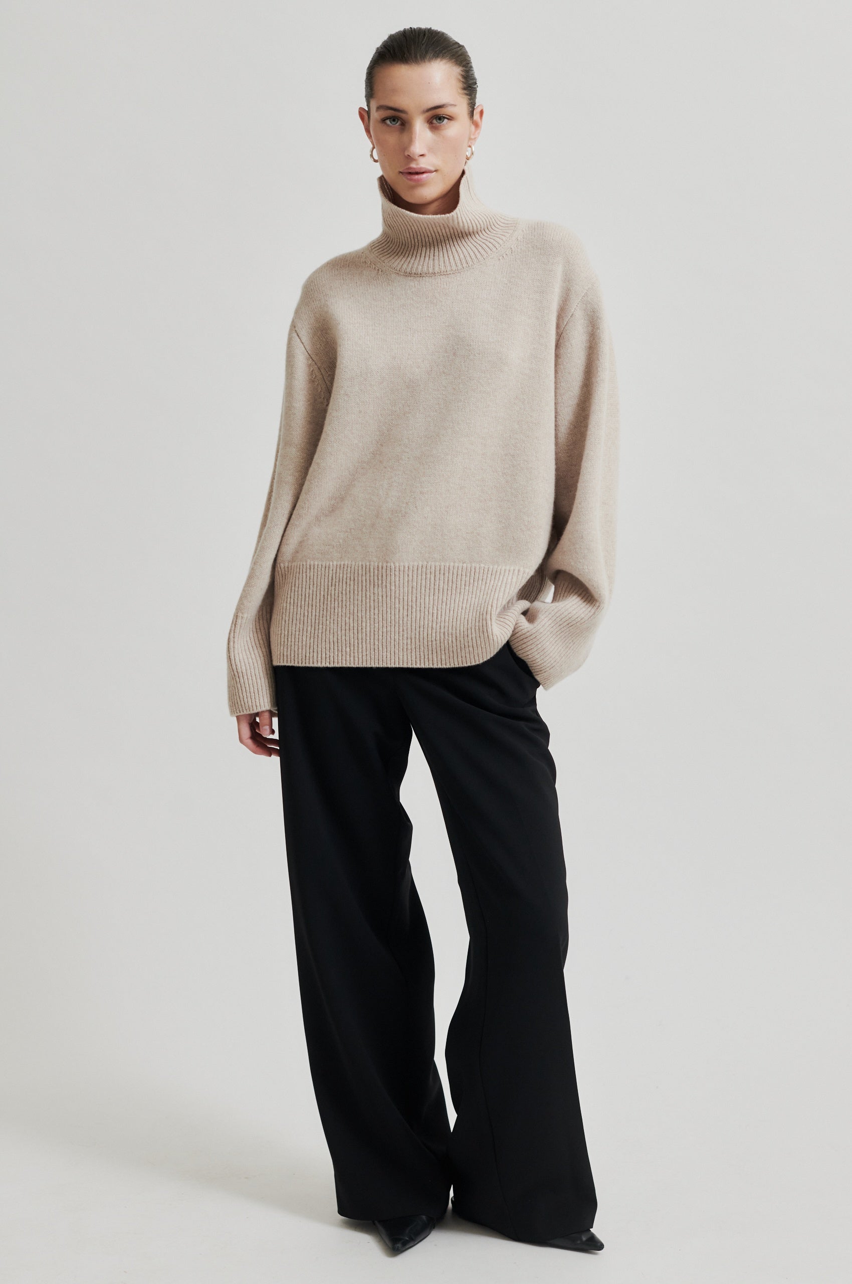 Alpha Knit T-Neck Jumper - Pumice Stone - RUM Amsterdam
