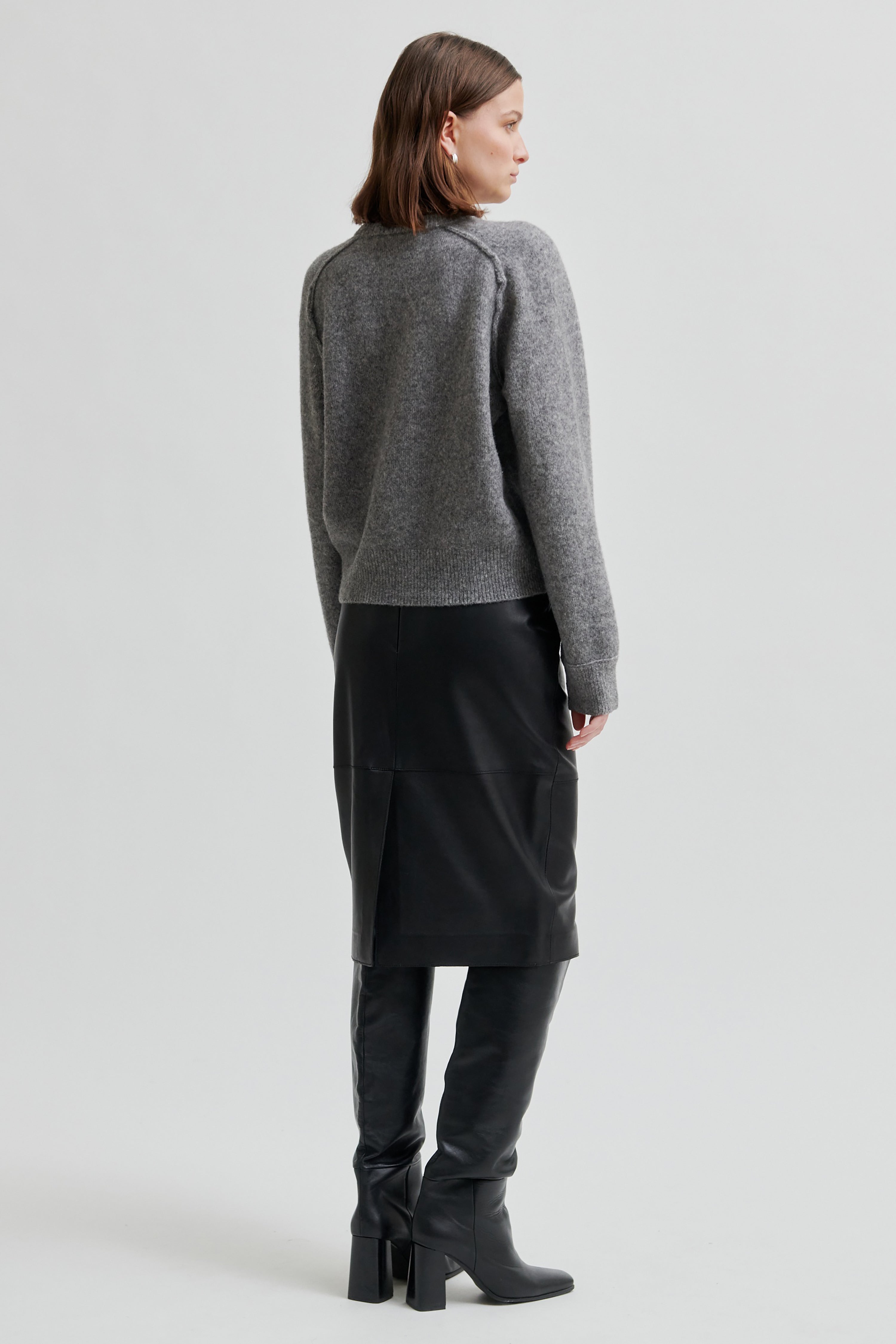 Aluna Bonded Leather Skirt - Black