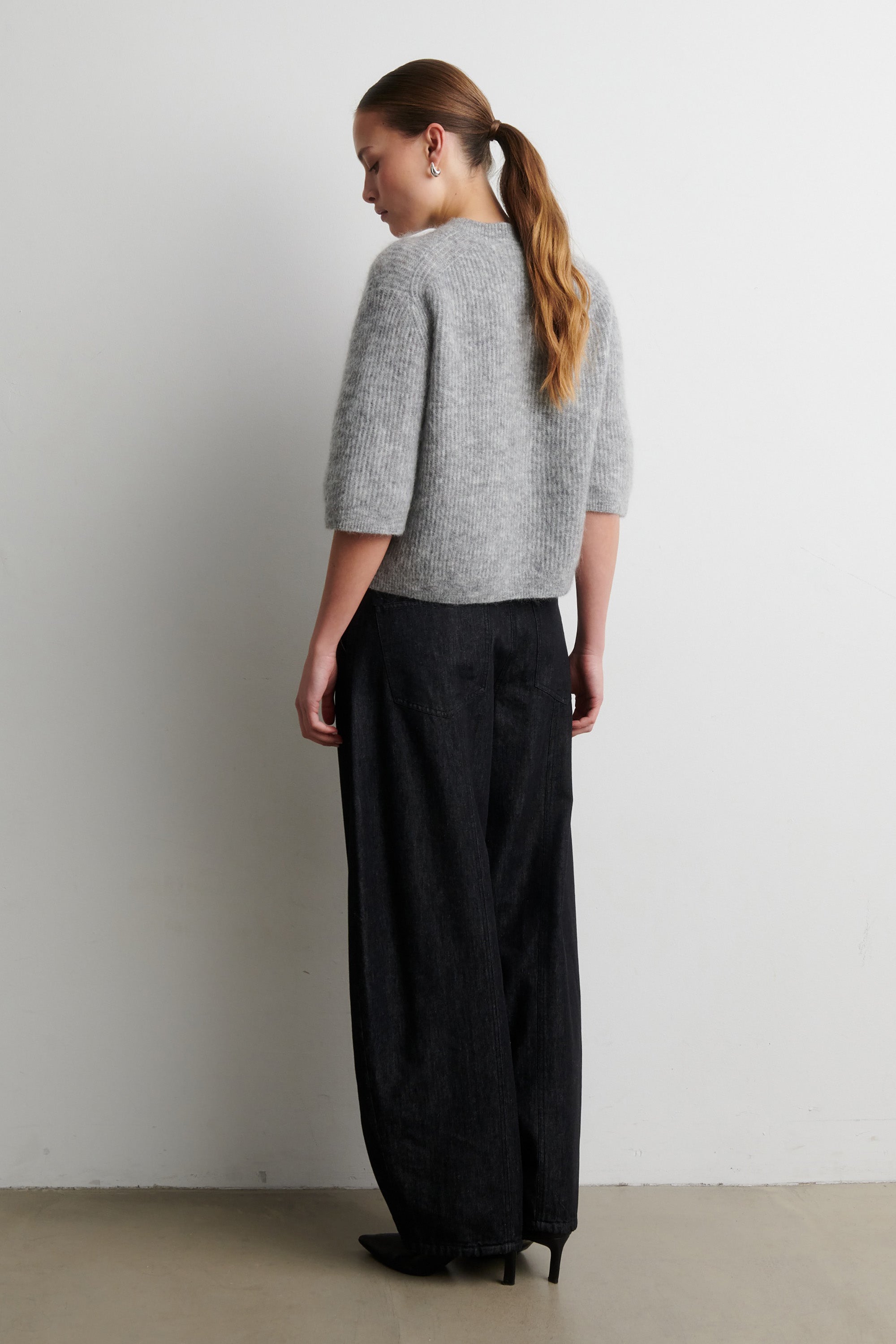 Andrea Knit Rib Cardigan - Grey Melange