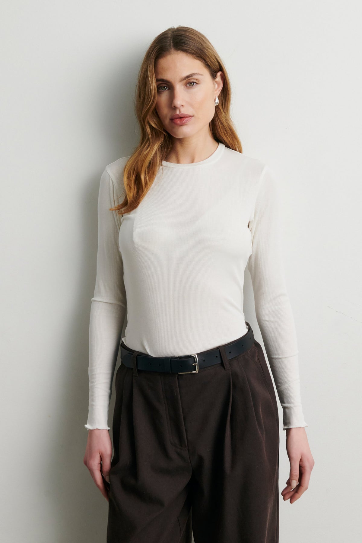 Aubin LS O-Neck Tee - Egret