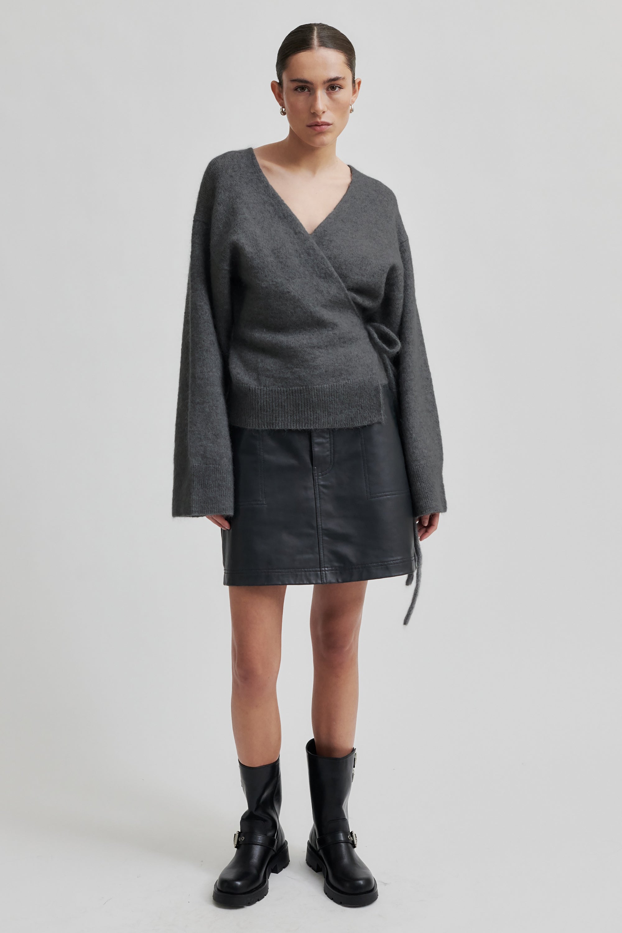 Brook Knit Wrap Cardigan - Volcanic Ash