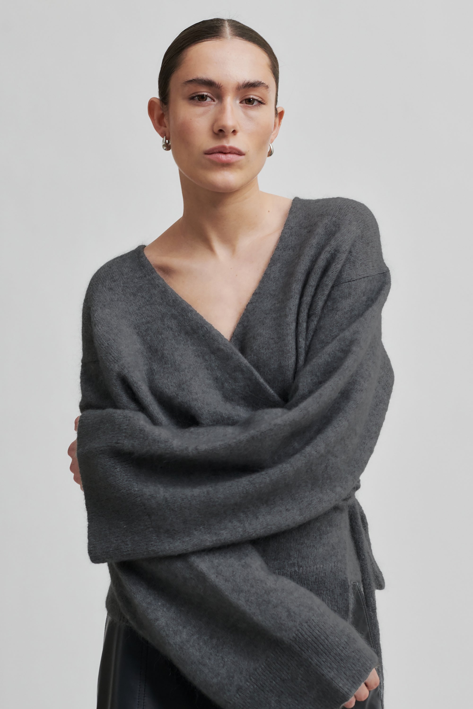 Brook Knit Wrap Cardigan - Volcanic Ash