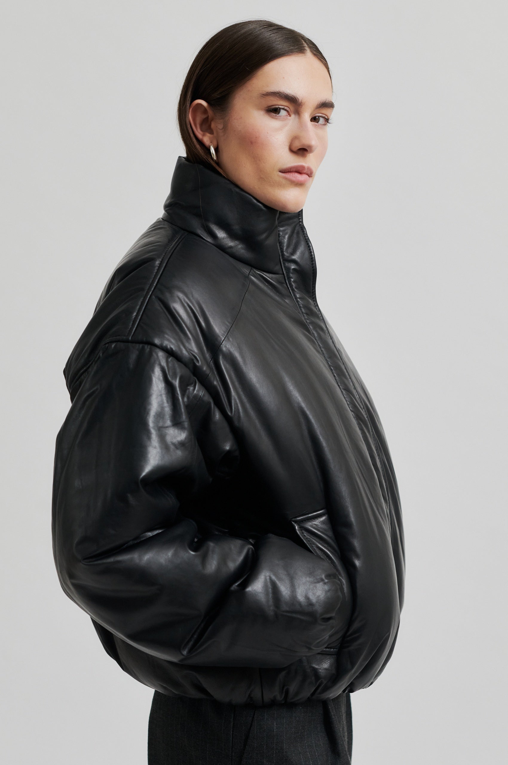 Harlow Leather Bomber Jacket - Black - RUM Amsterdam