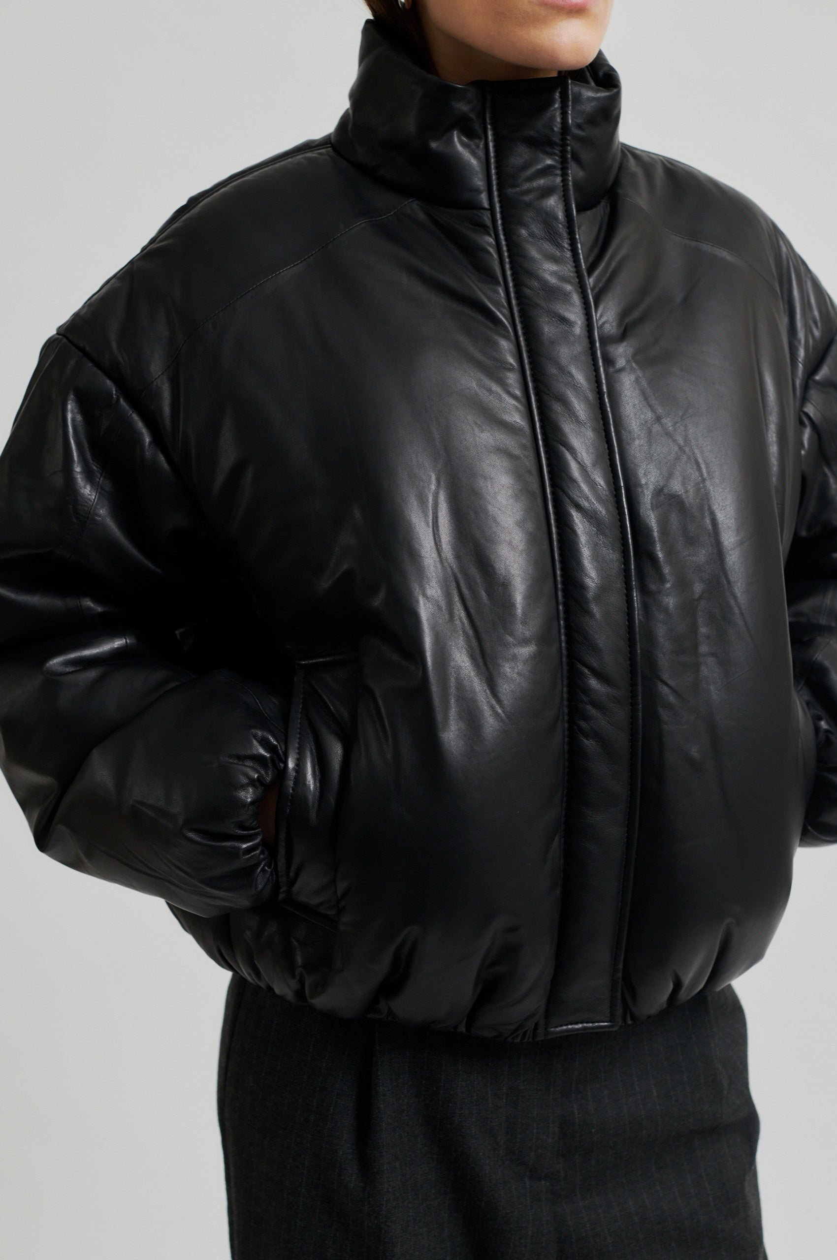 Harlow Leather Bomber Jacket - Black - RUM Amsterdam