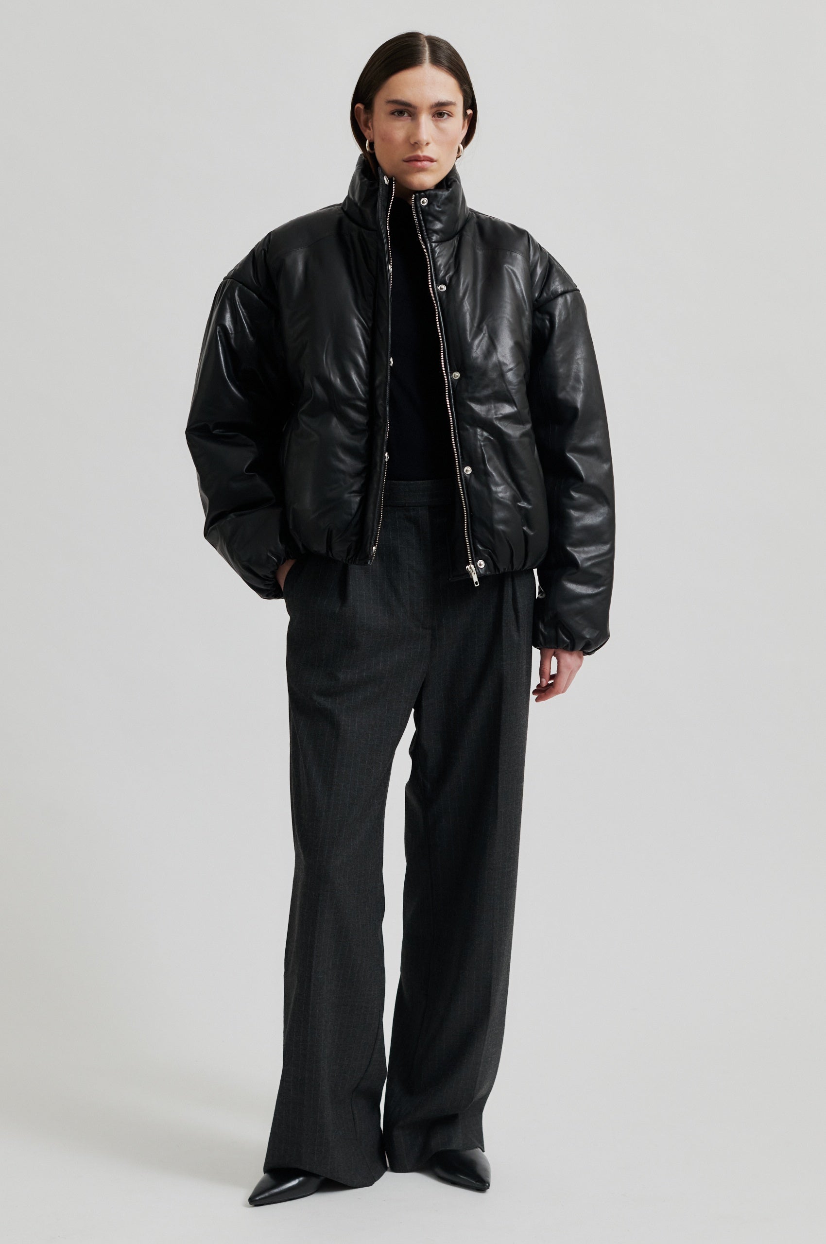Harlow Leather Bomber Jacket - Black - RUM Amsterdam