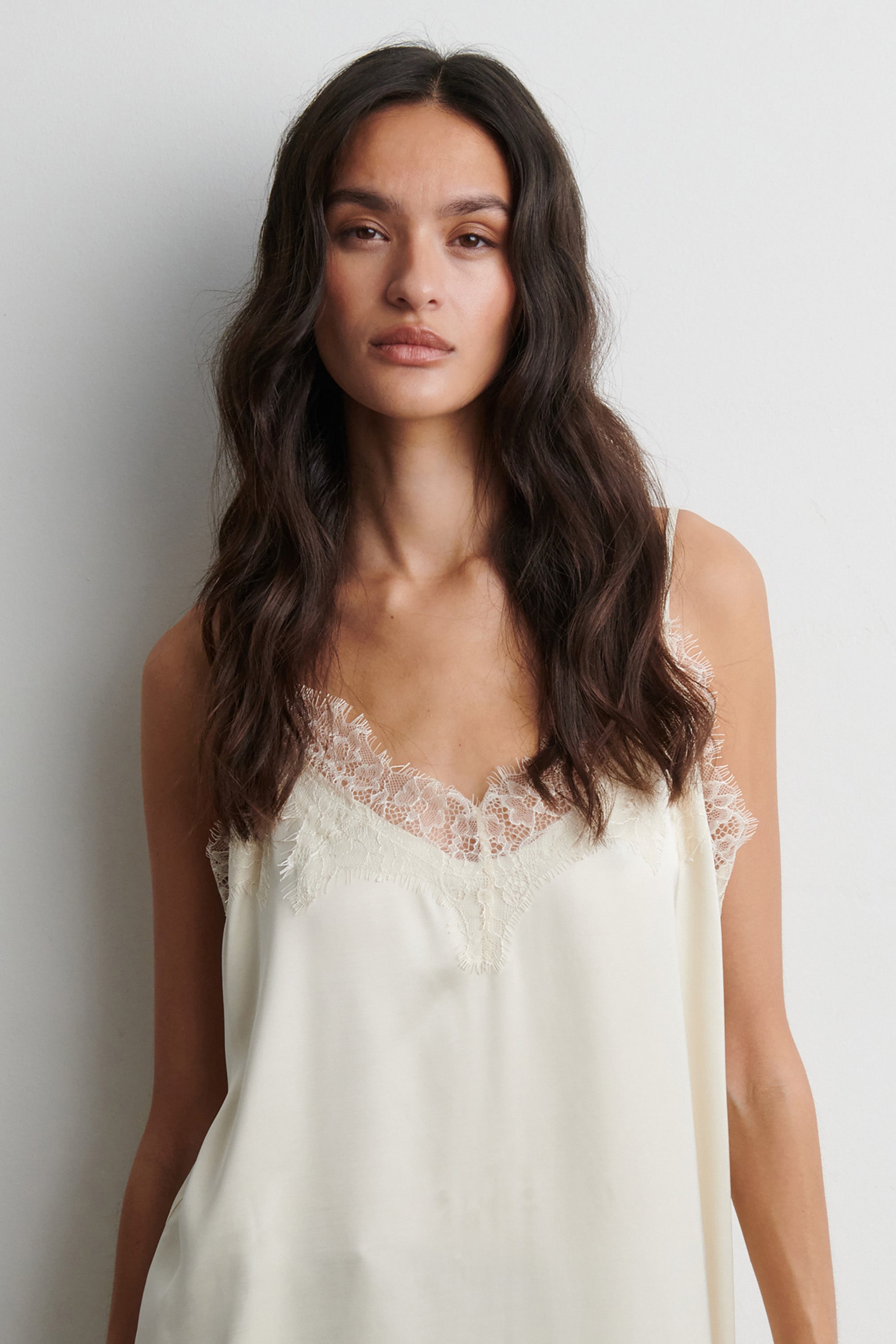 Lacia Contrast Strap Top - Cream