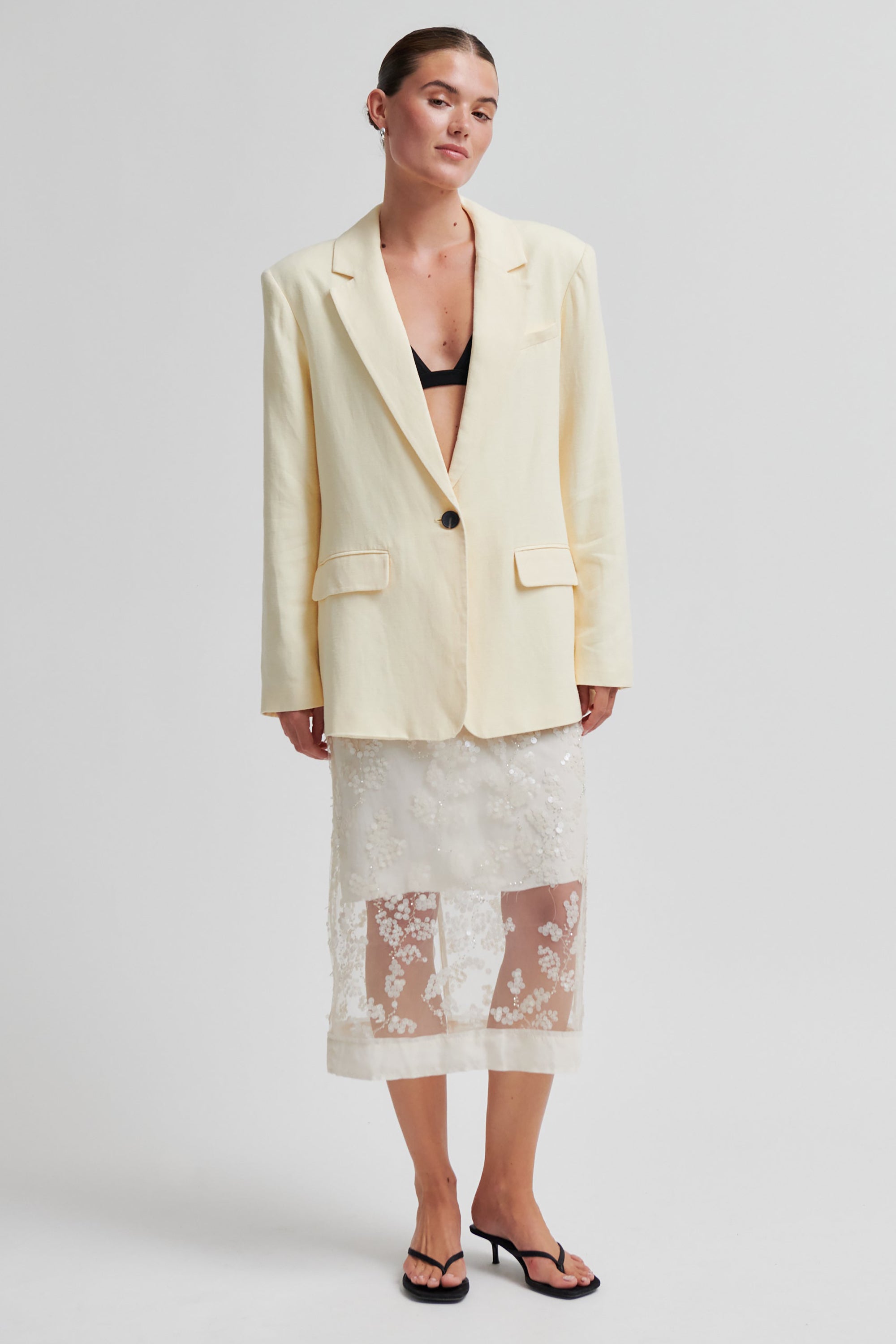 Lino New Fit Blazer - Alabaster Gleam