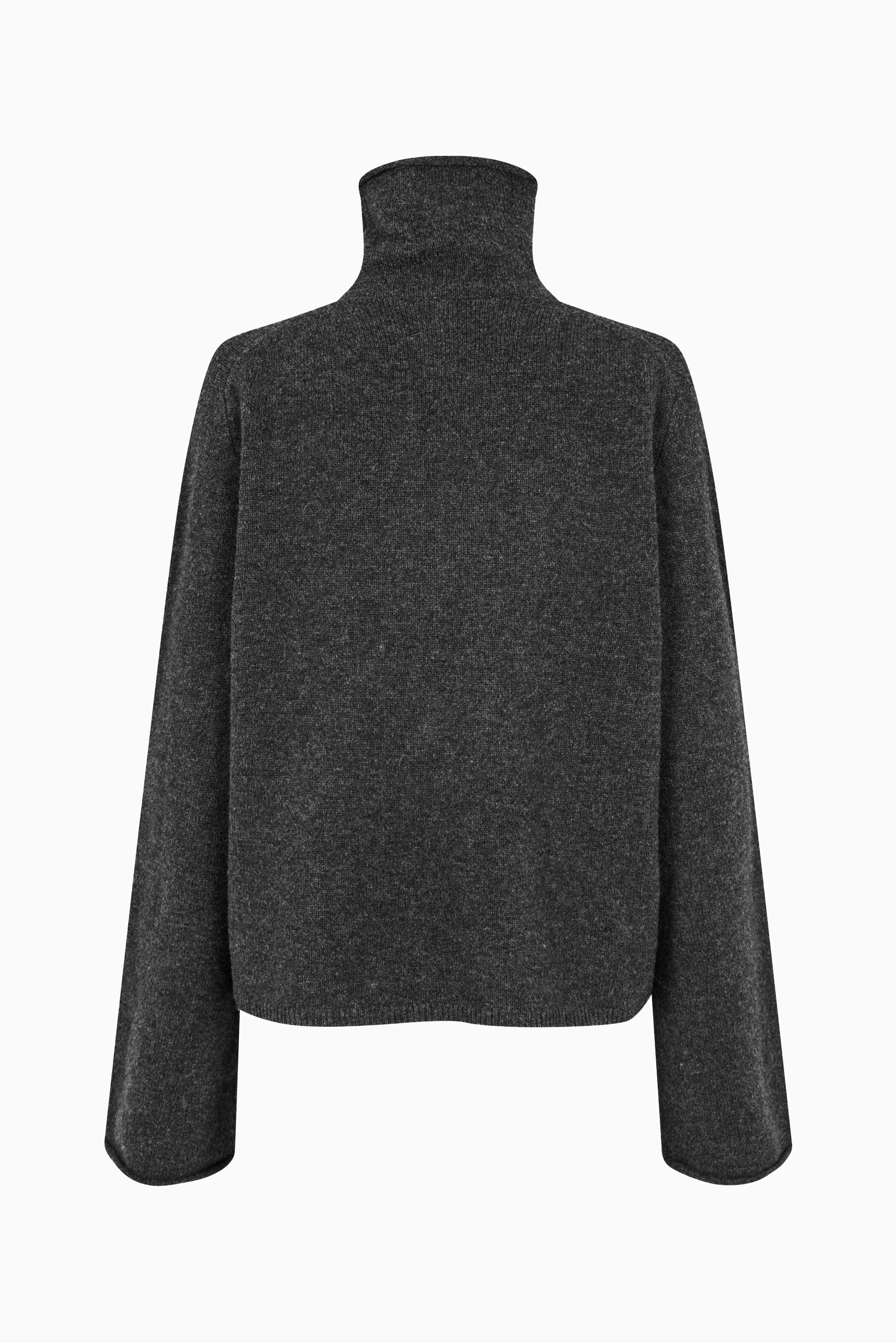 Neva Knit T-Neck Jumper - Dark Grey Melange