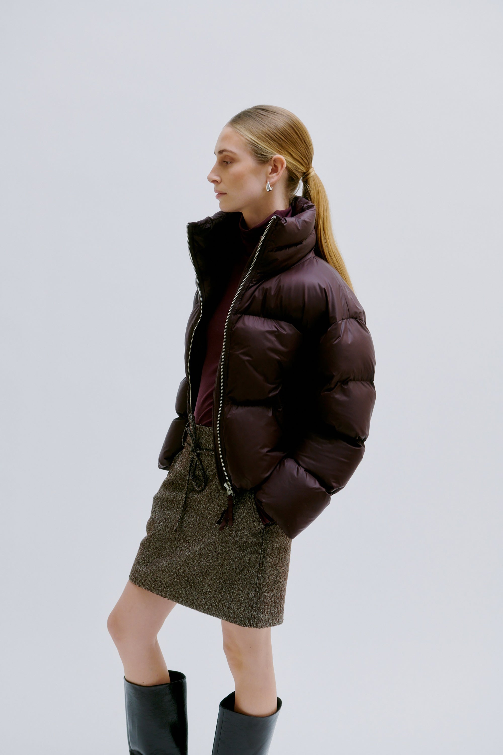Riya Puffer Jacket - Chocolate Plum