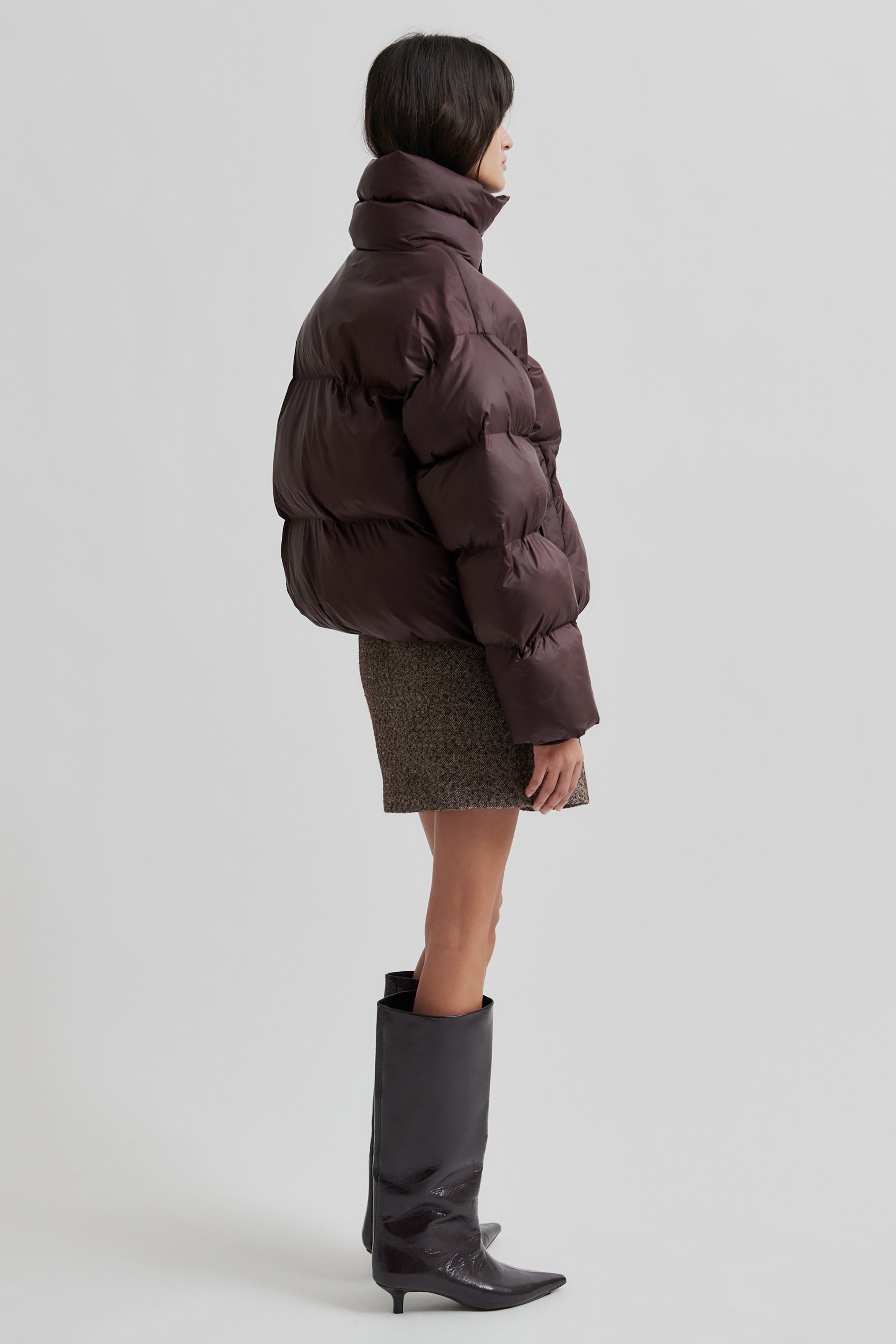 Riya Puffer Jacket - Chocolate Plum