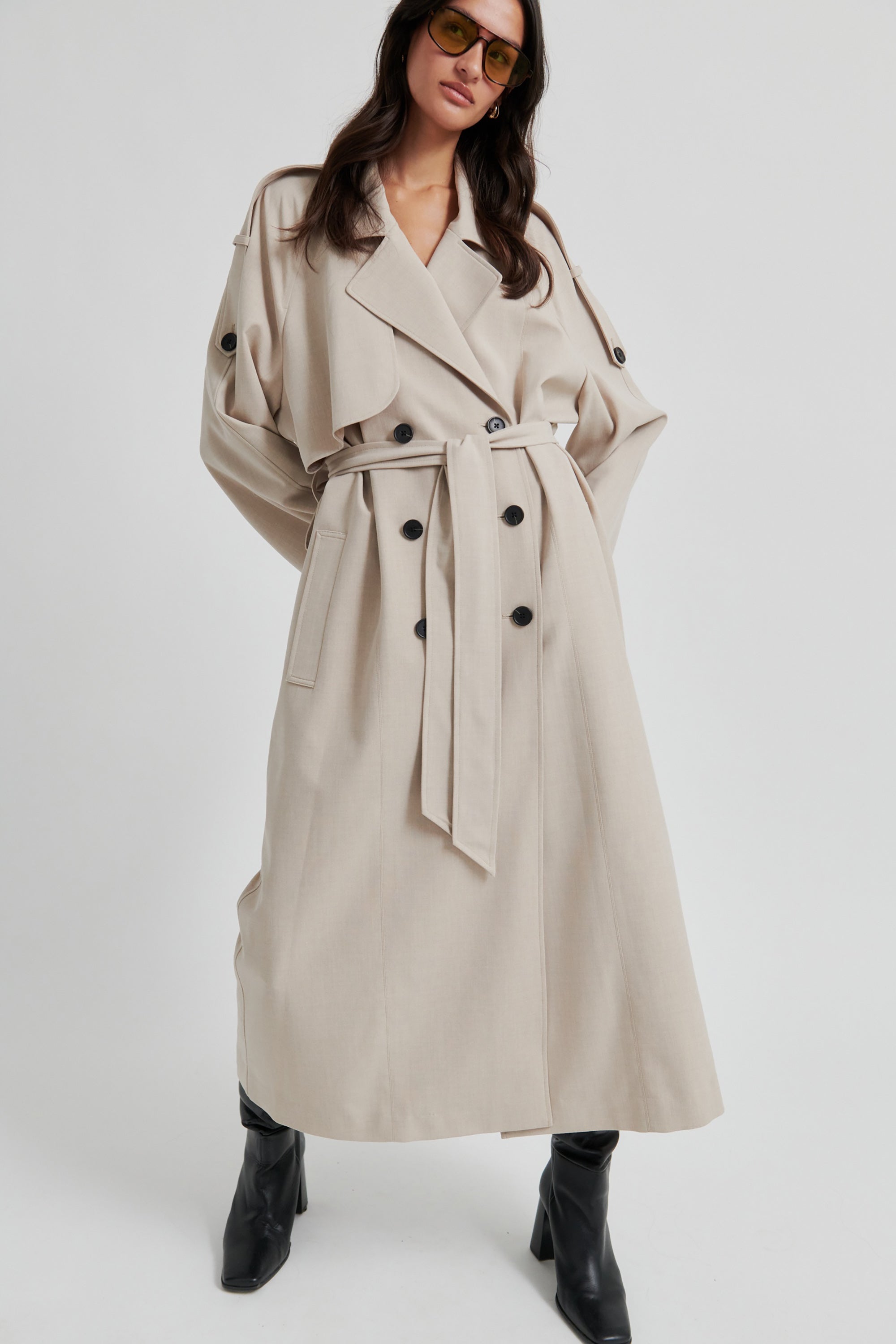 Zoie Trenchcoat - Light Beige Melange