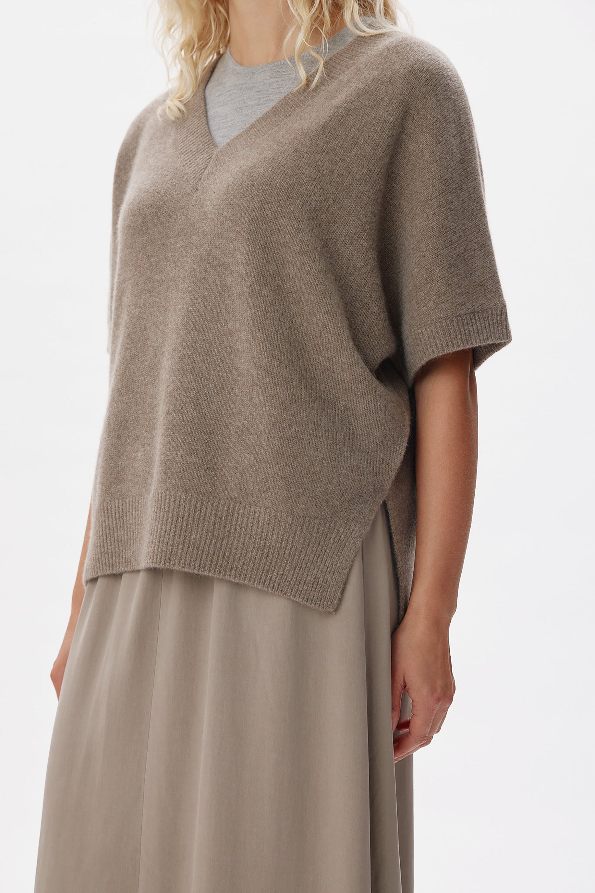 Helle Top - Brown Taupe Melange