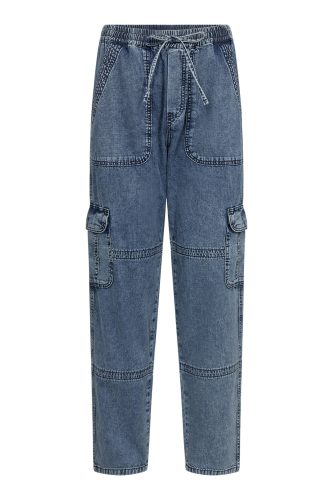 Co'Couture Benson Long Cargo Jeans - Blue Stonewash - RUM Amsterdam