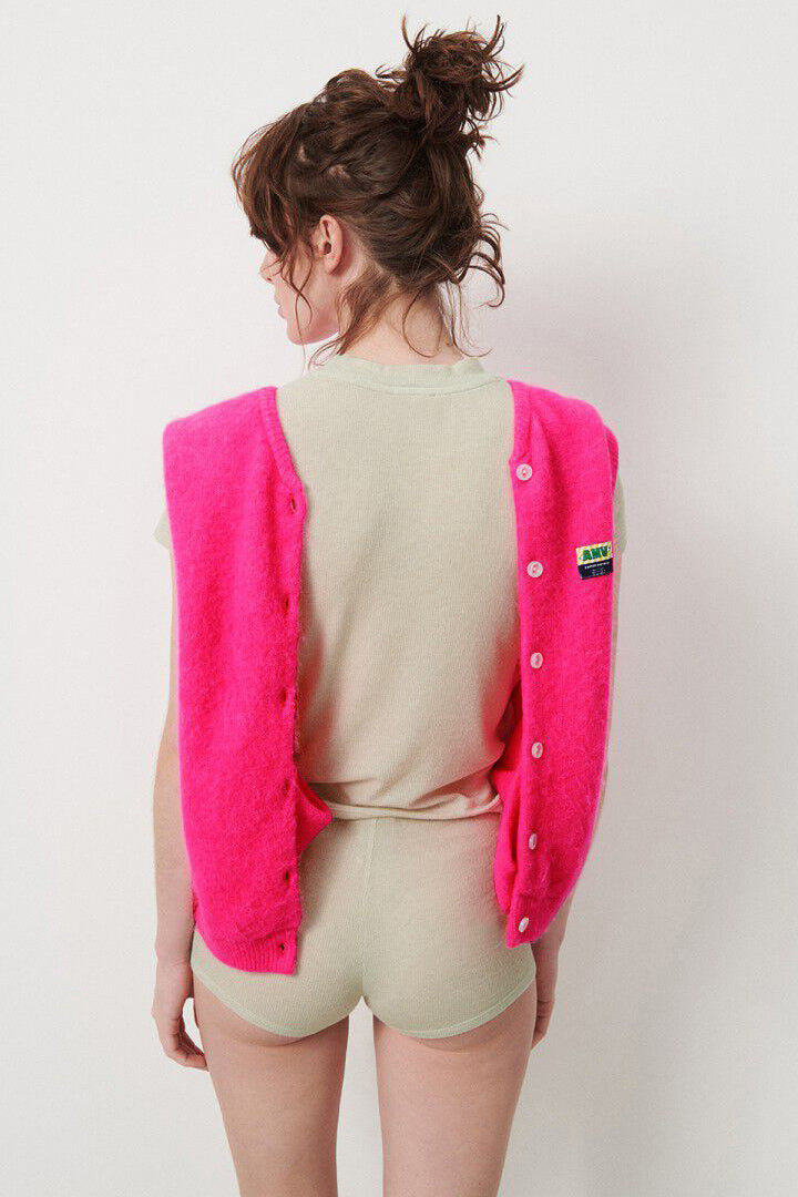 American Vintage Vitow Sleeveless Cardigan - Neon Pink Melange - RUM Amsterdam