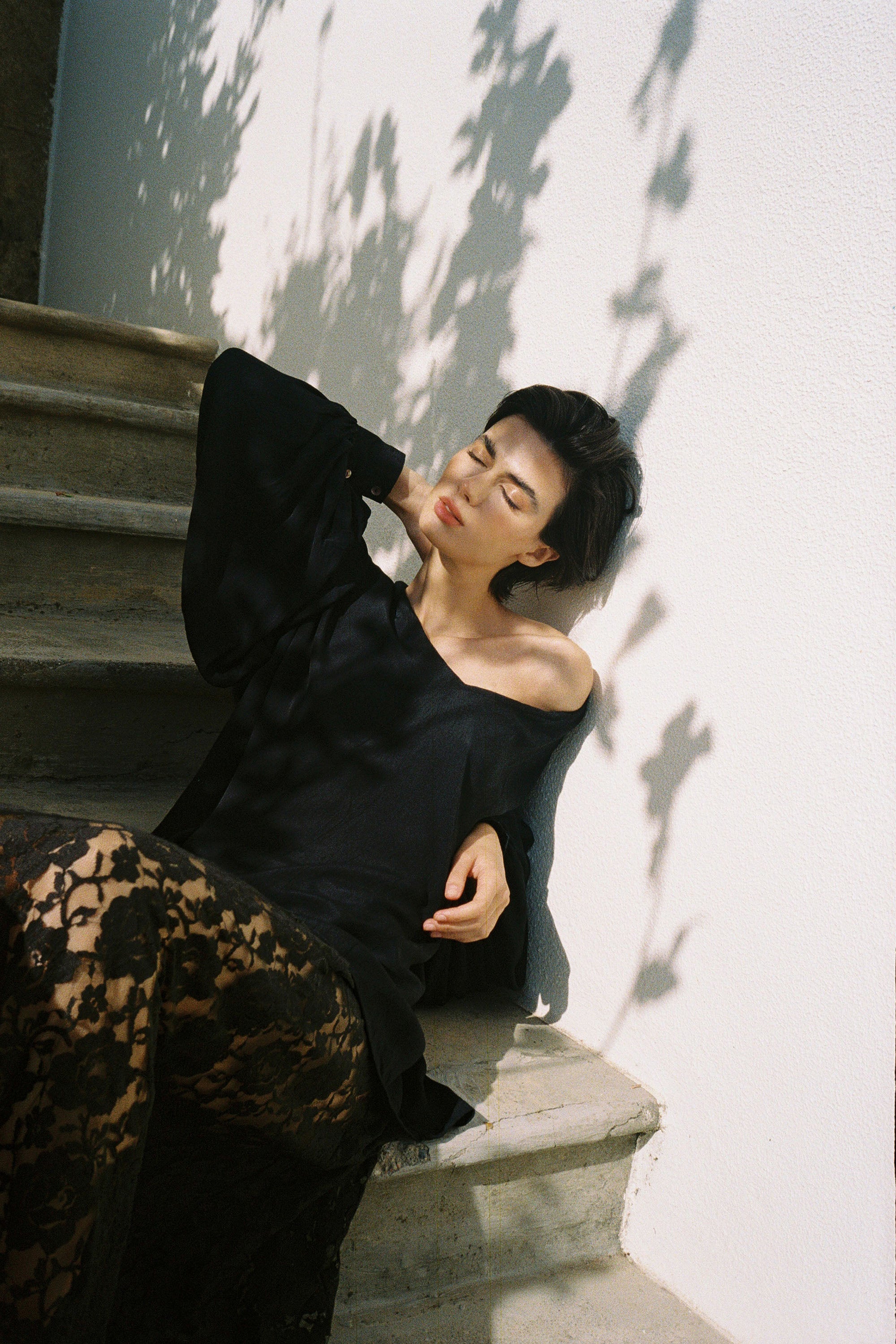  Lace Slip Skirt - Black - RUM Amsterdam