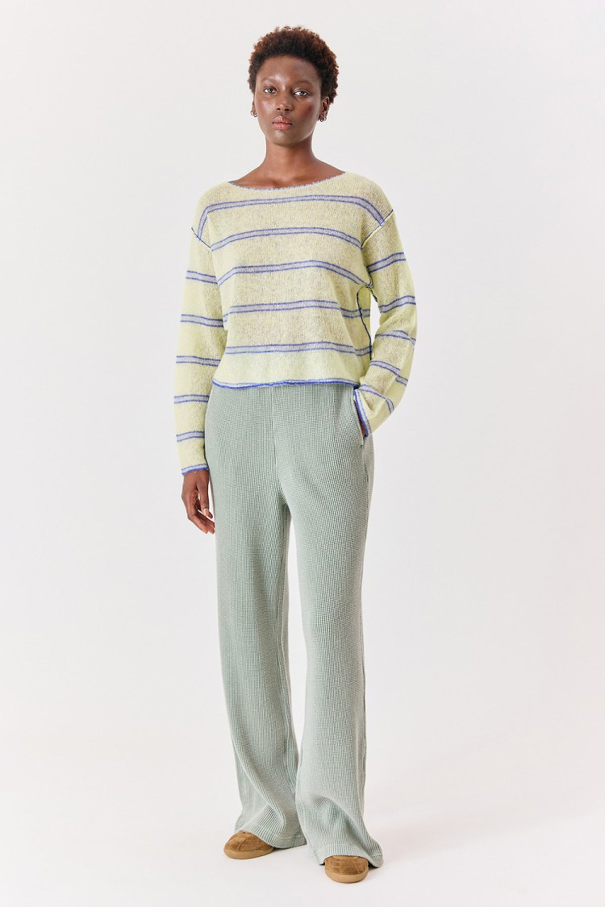 Bodyrow Jumper - Lime Heather Stripe
