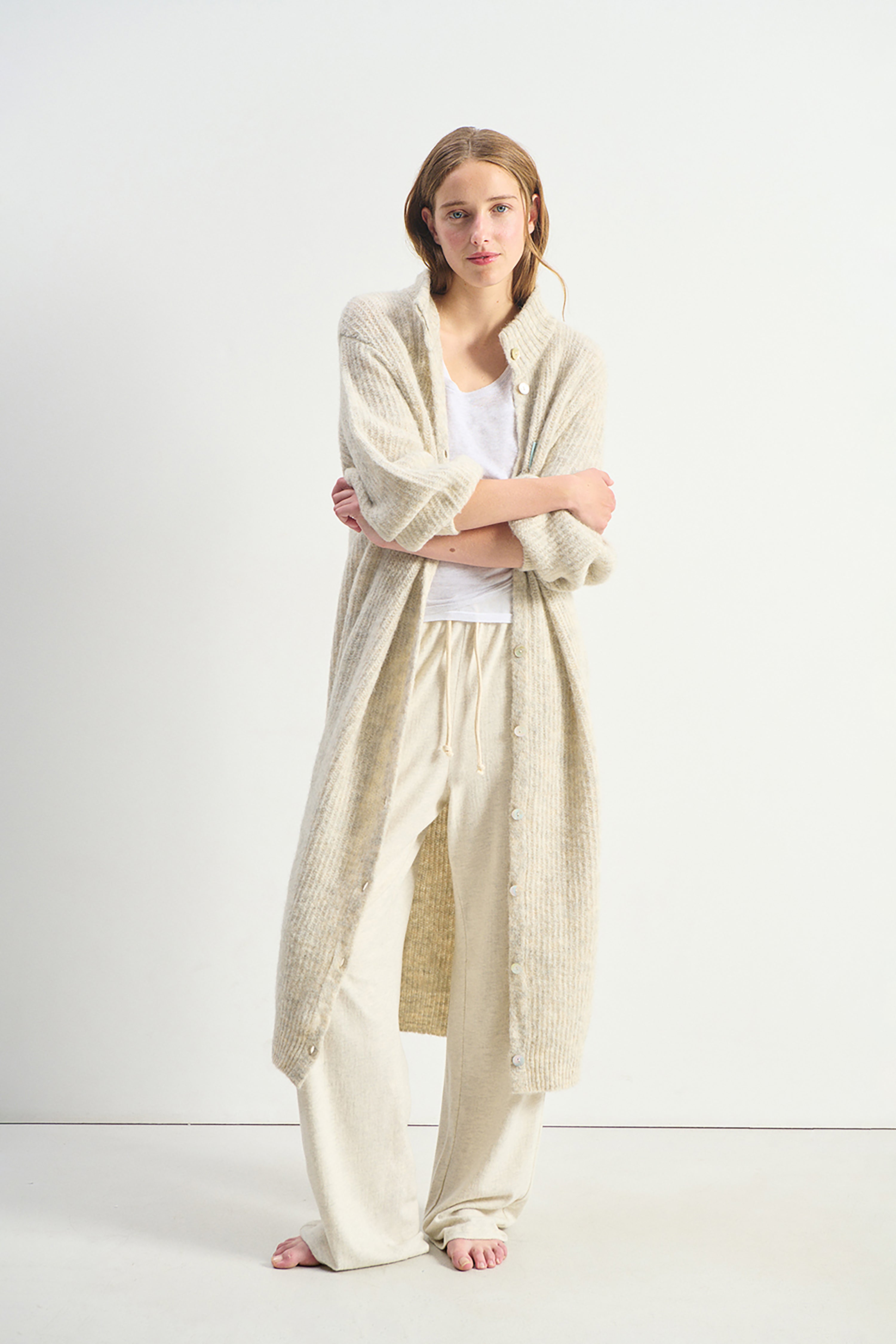 East Maxi Cardigan - Powder Snow Melange