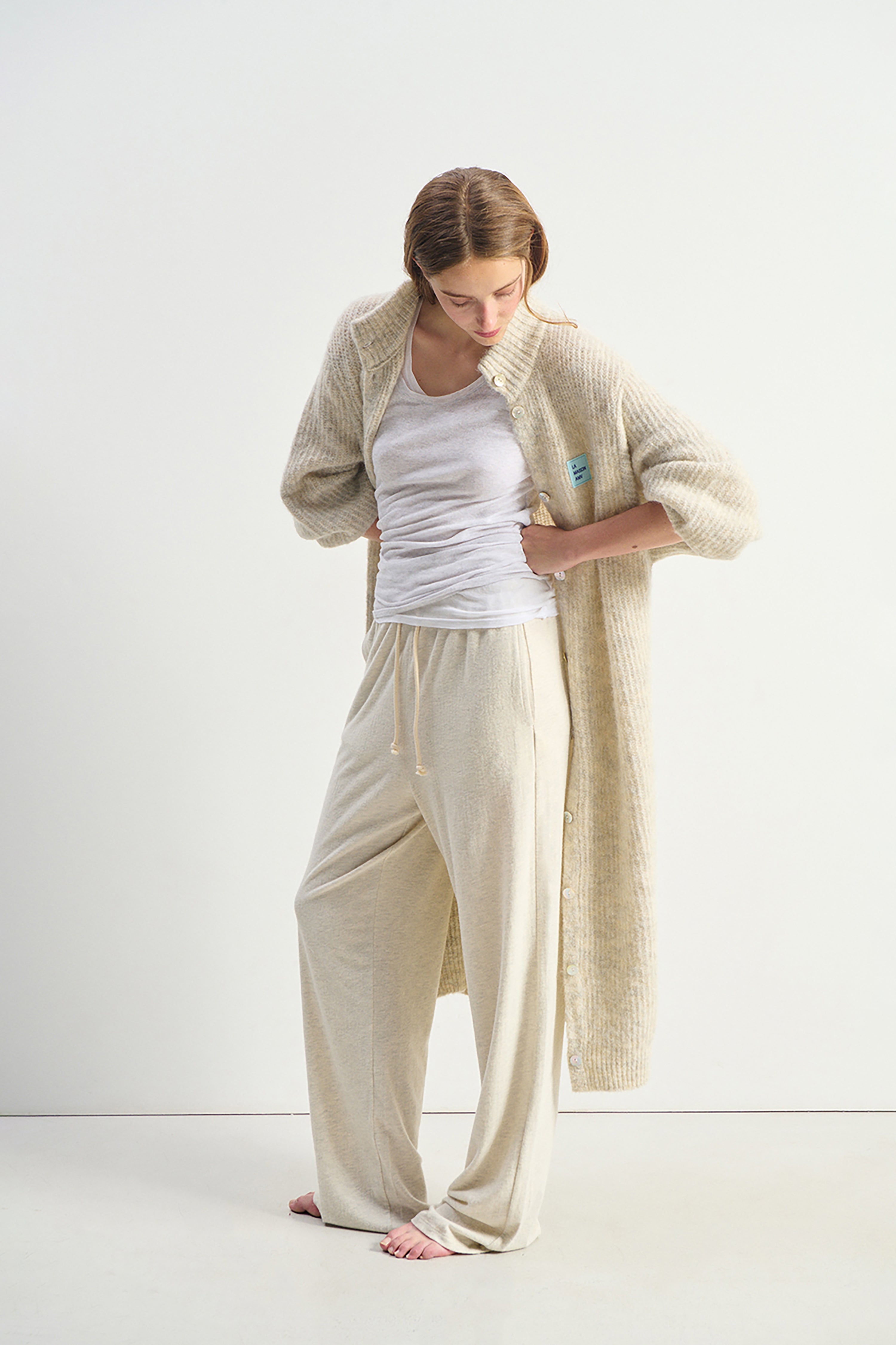 East Maxi Cardigan - Powder Snow Melange