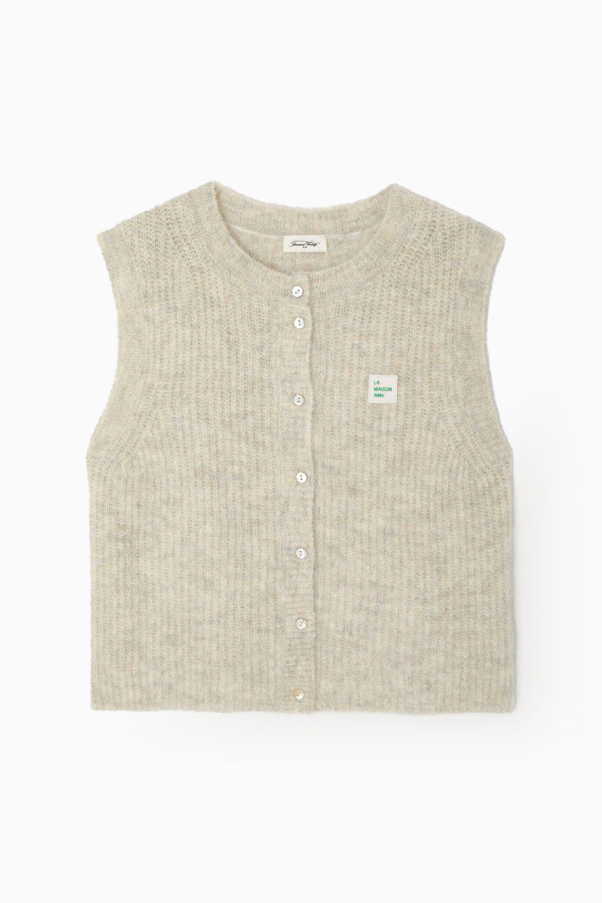 East Sleeveless Cardigan - Powder Snow Melange