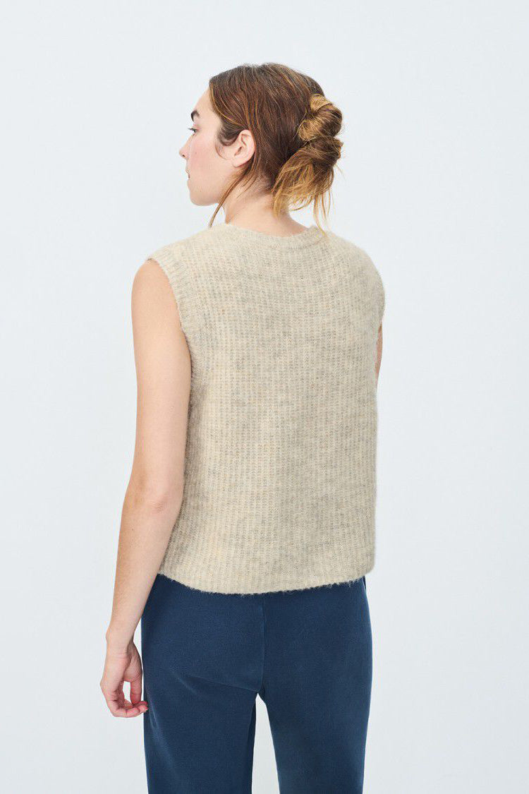 East Sleeveless Cardigan - Powder Snow Melange