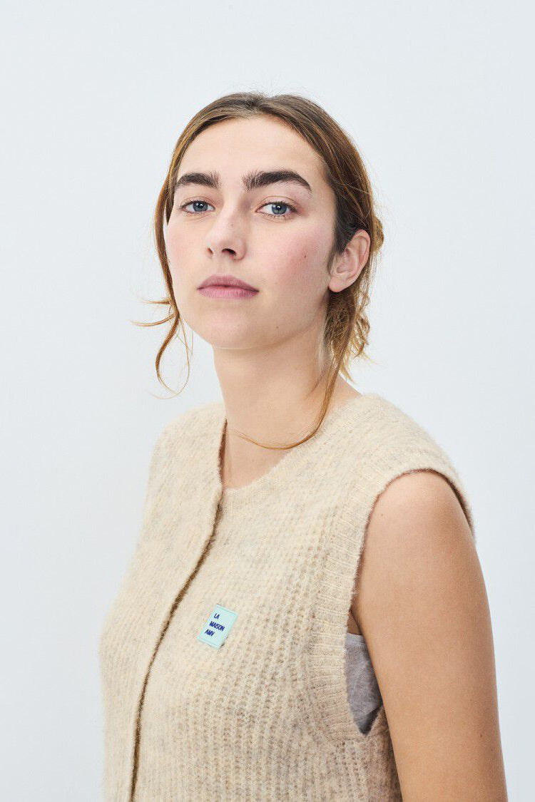 East Sleeveless Cardigan - Powder Snow Melange