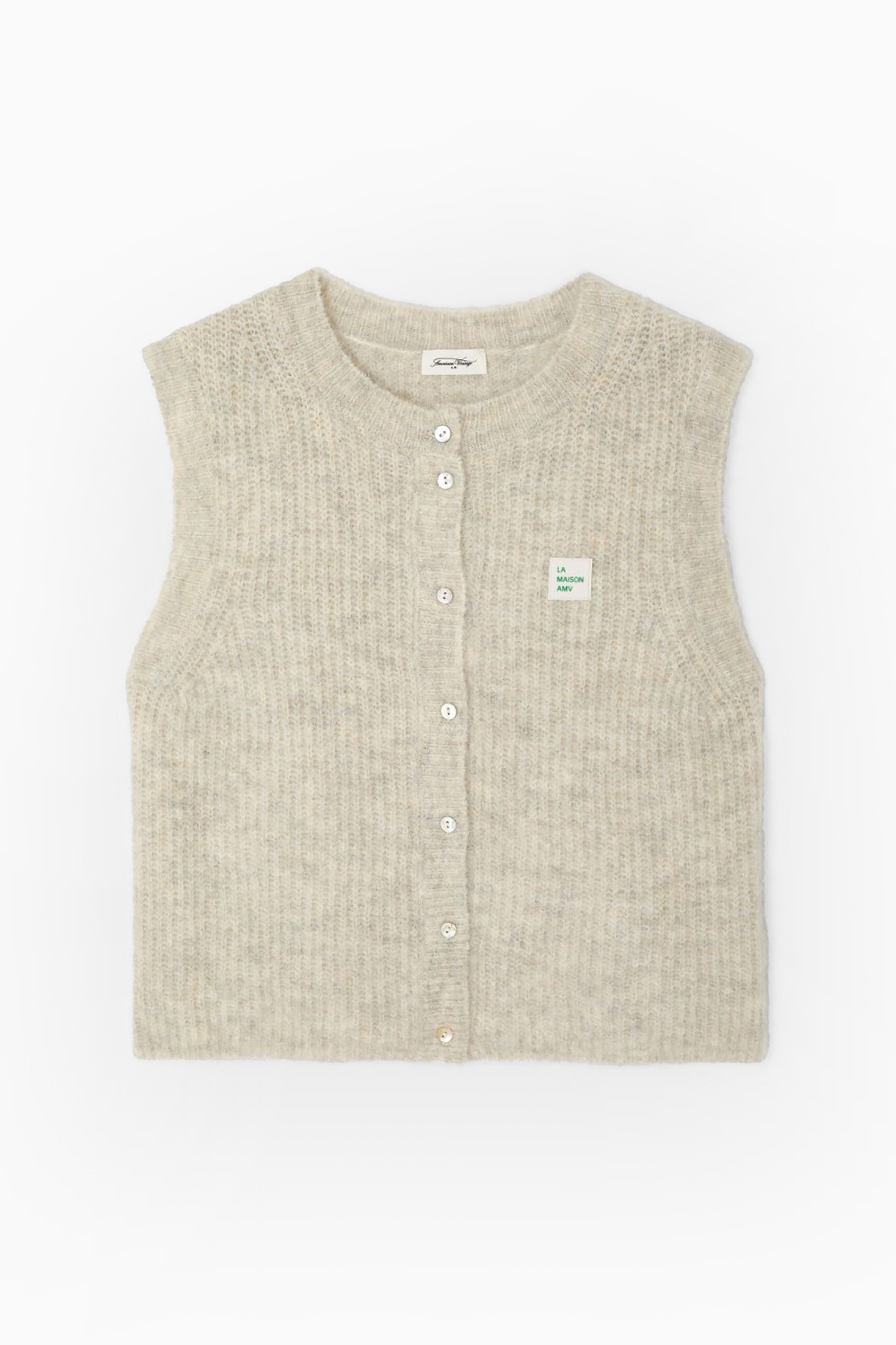 East Sleeveless Cardigan - Powder Snow Melange