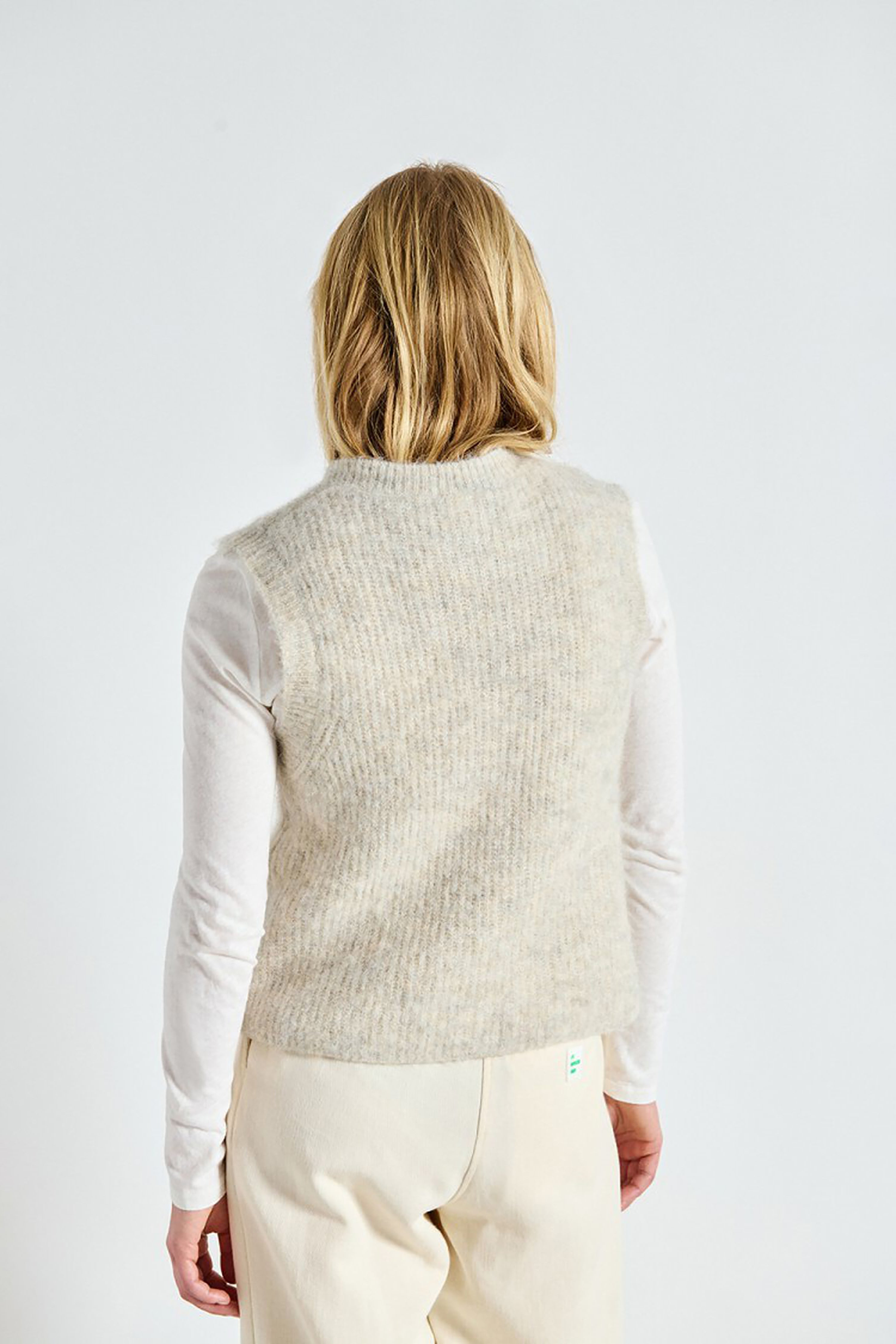 East Sleeveless Cardigan - Powder Snow Melange