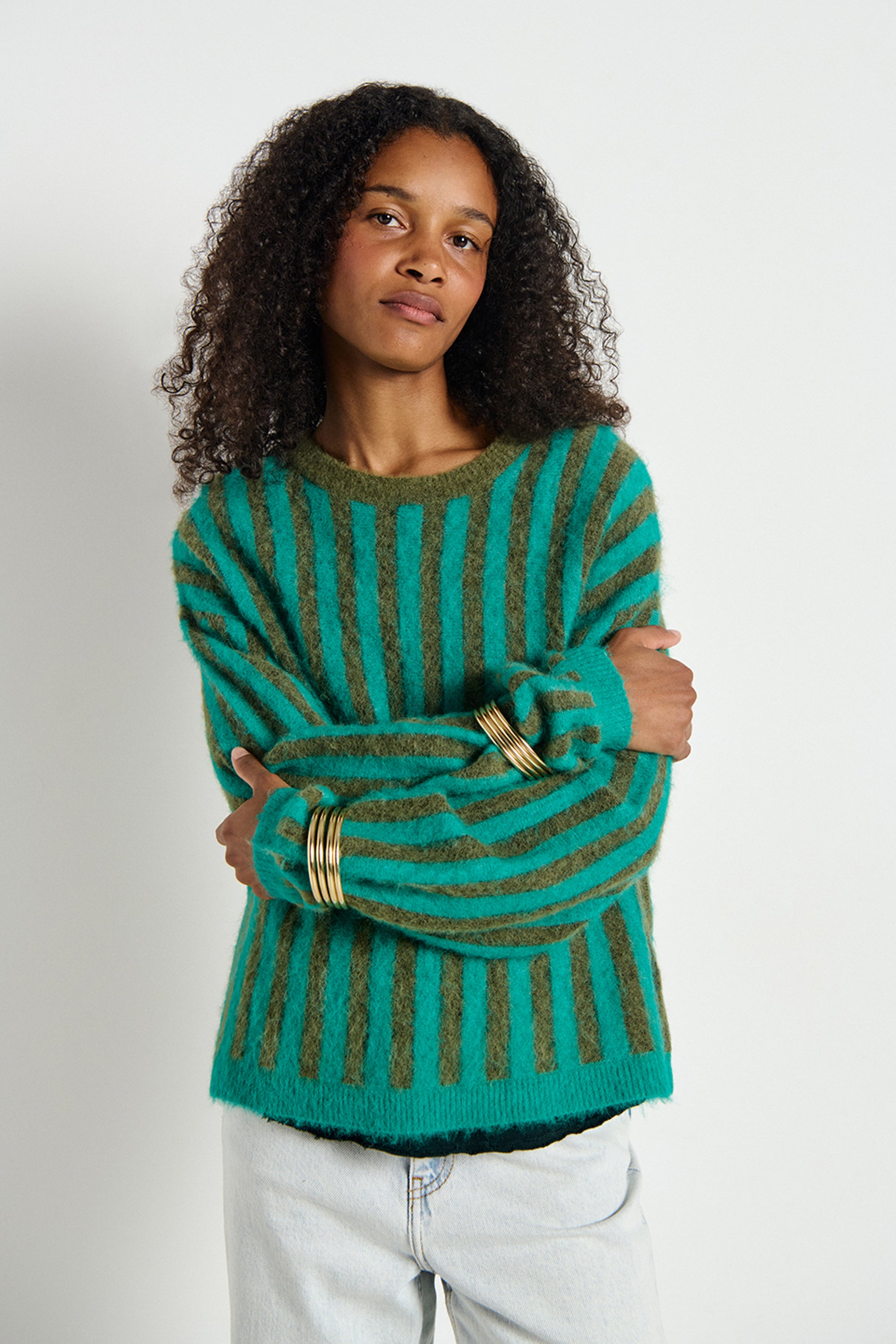 Nenybay Jumper - Striped Mint Khaki