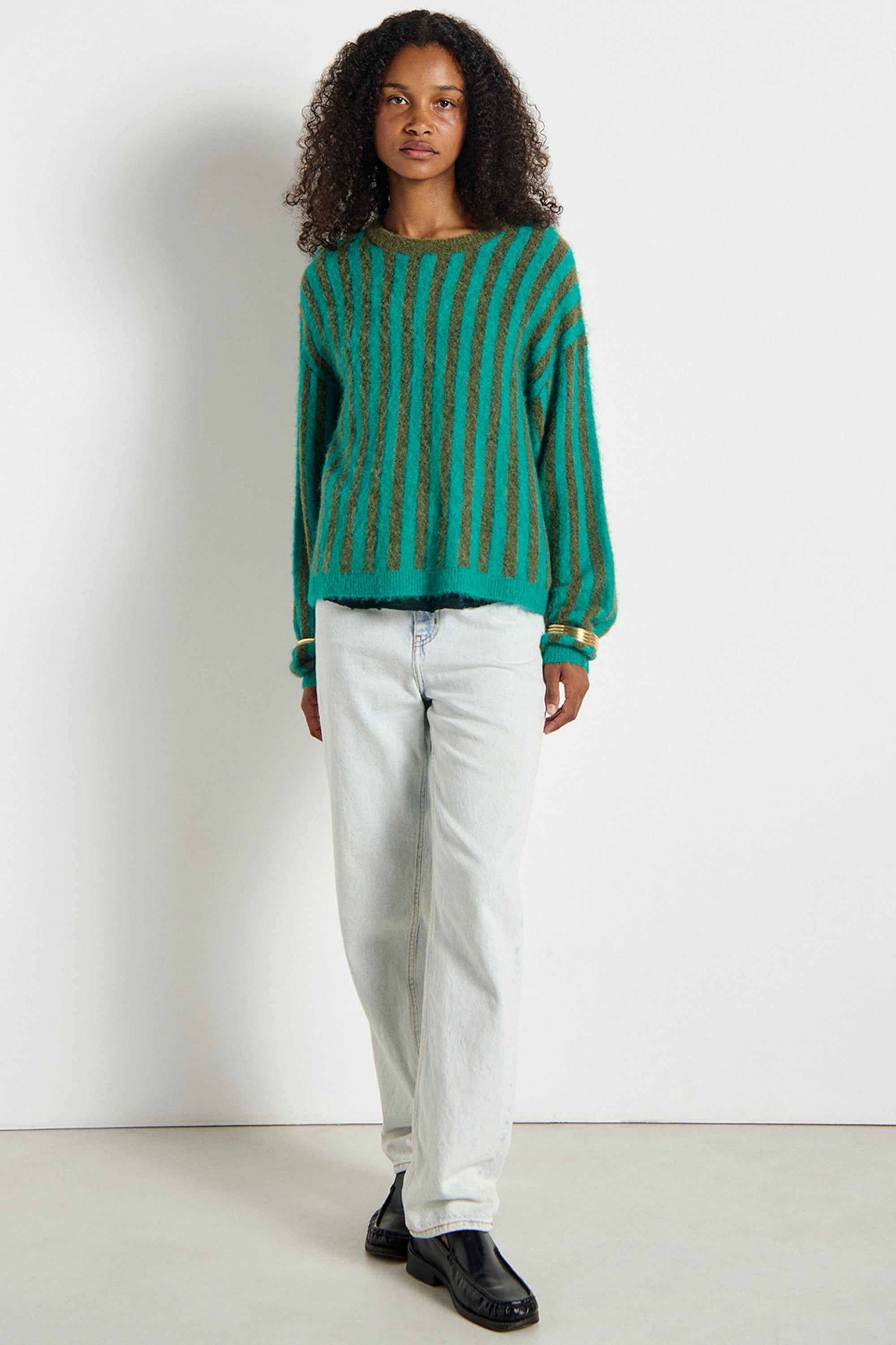 Nenybay Jumper - Striped Mint Khaki