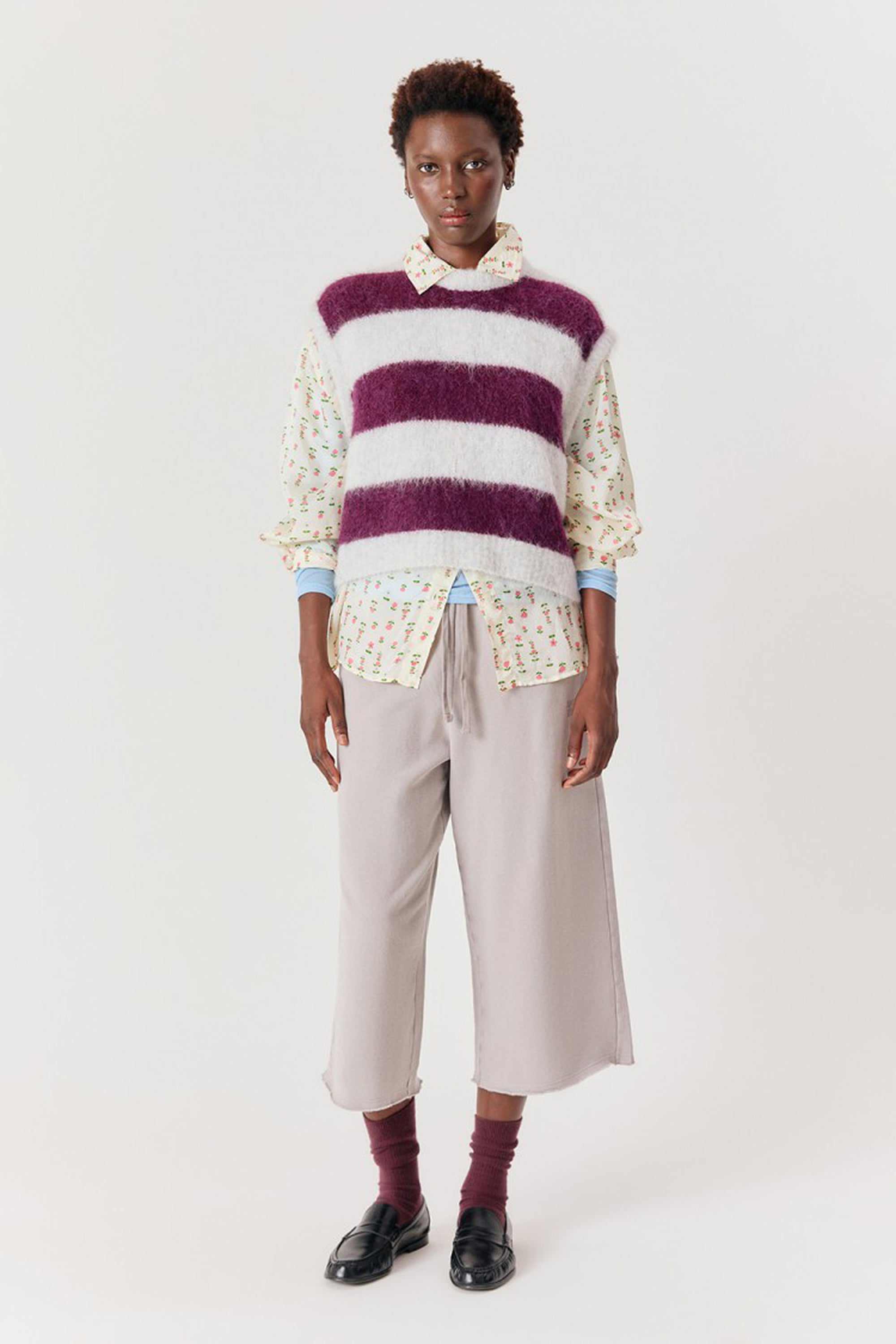 Niby Sleeveless Jumper - Cranberry Stripes