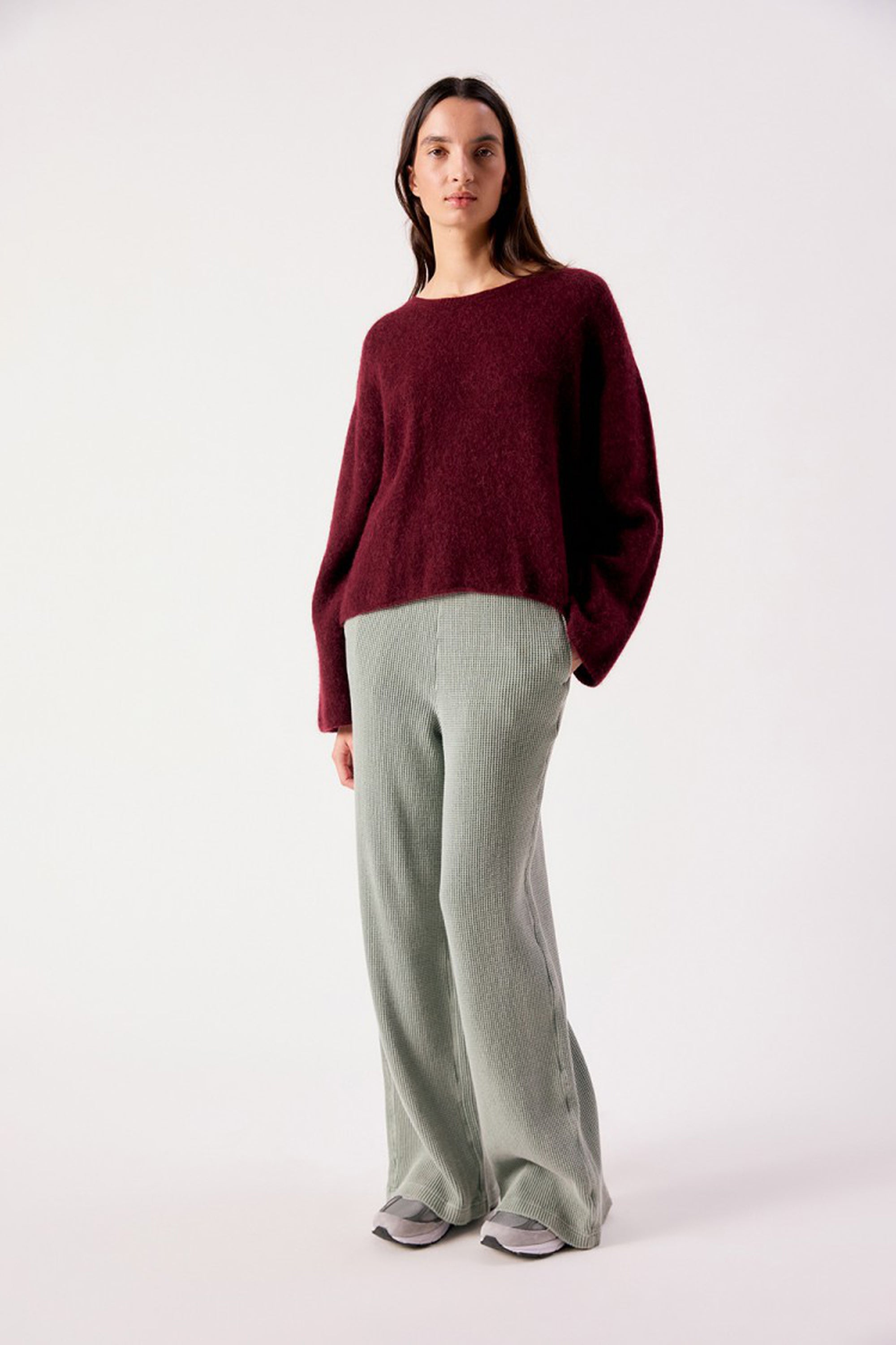 Vitow Boxy Jumper - Dark Red Melange