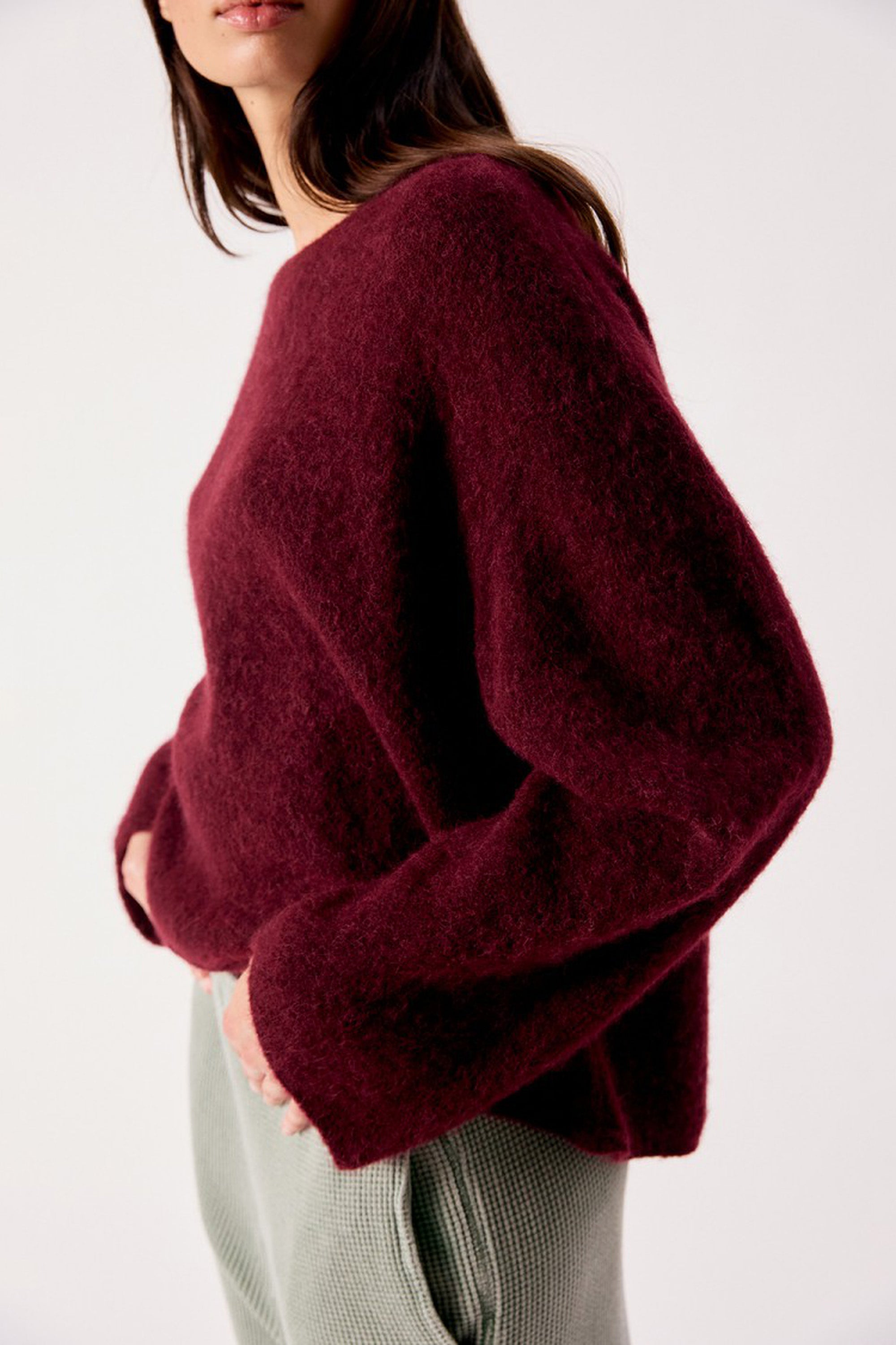Vitow Boxy Jumper - Dark Red Melange