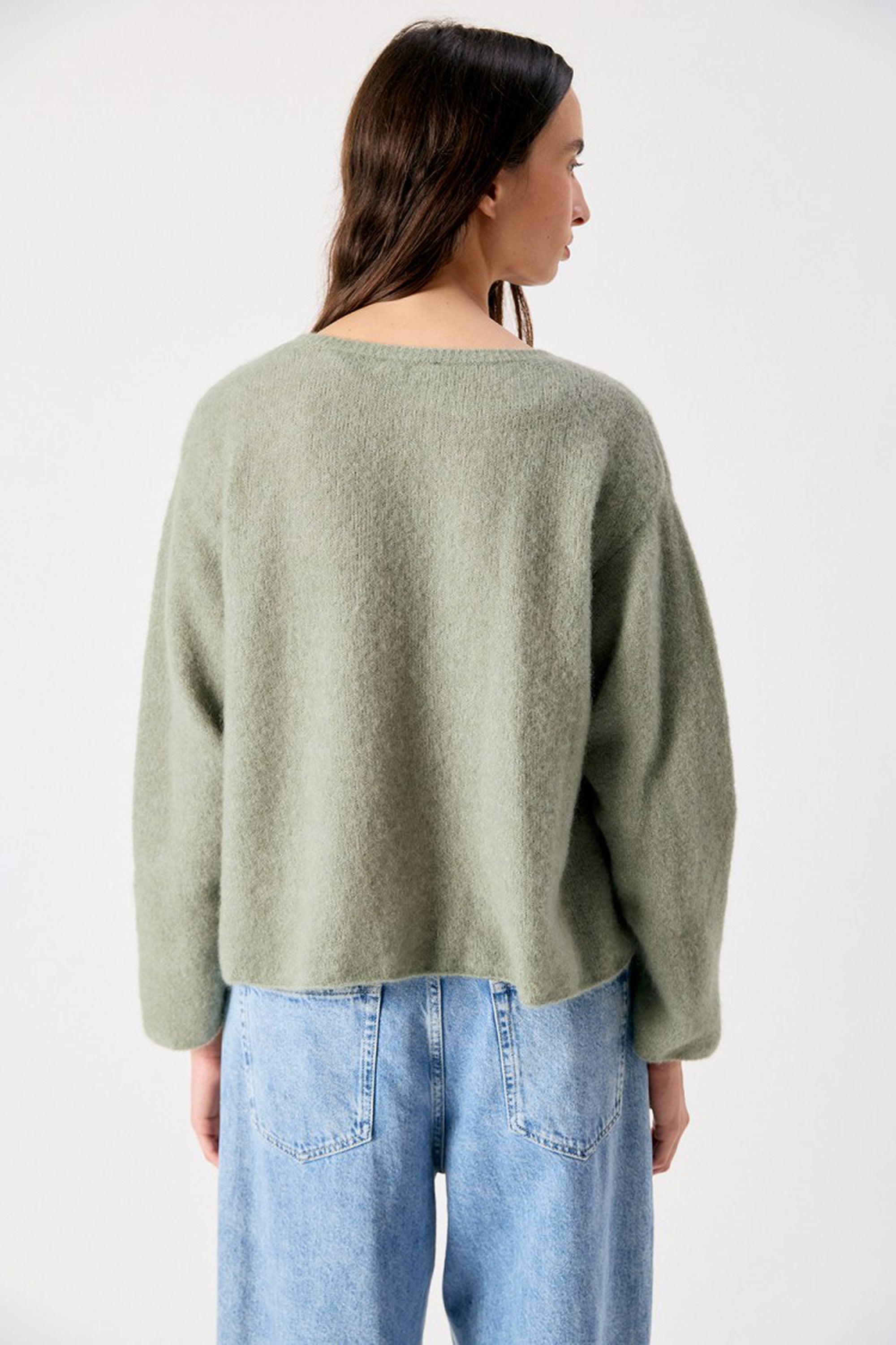 Vitow Boxy Jumper - Khaki Multi Melange