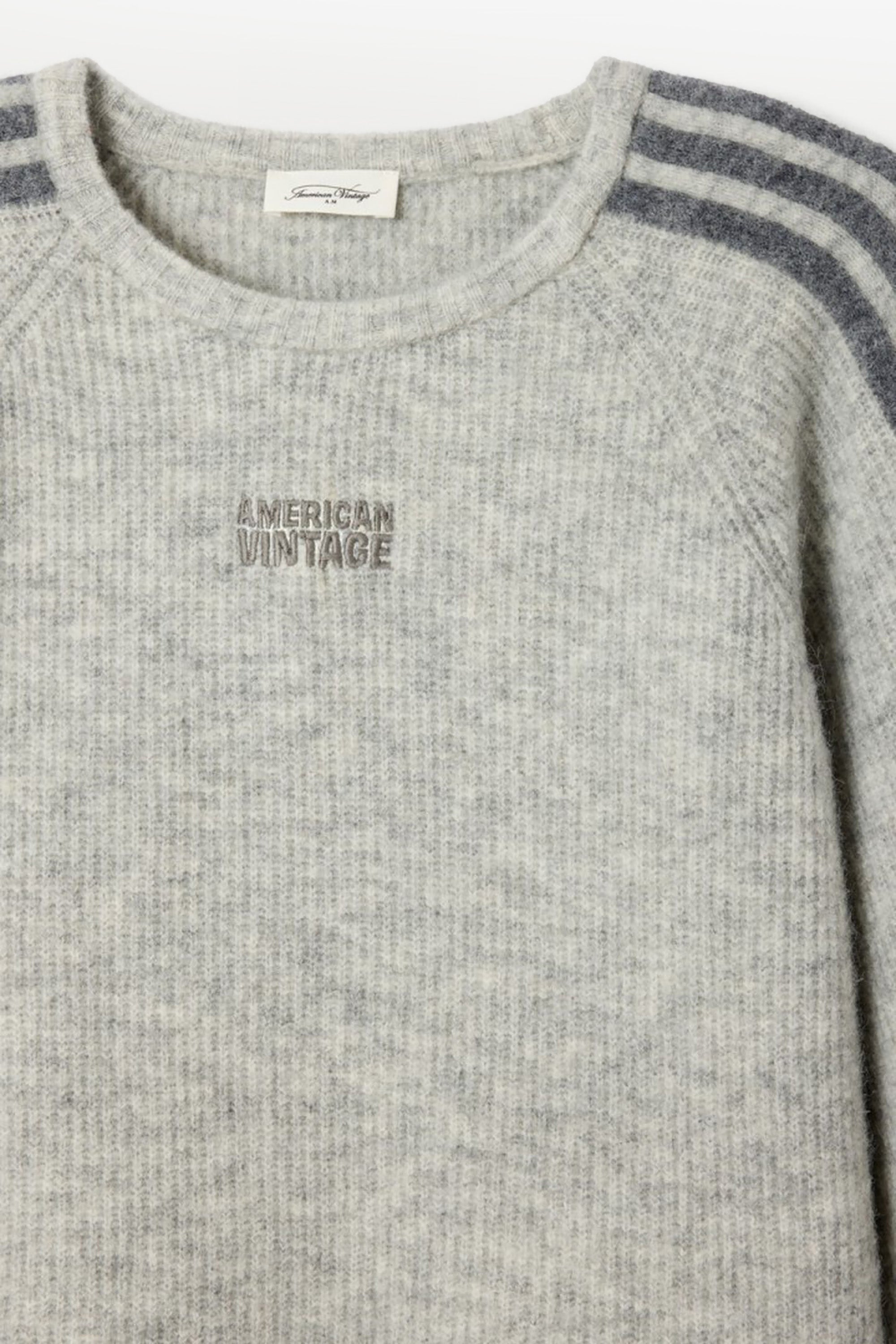 Vitow Stripe Jumper - Light Grey Melange