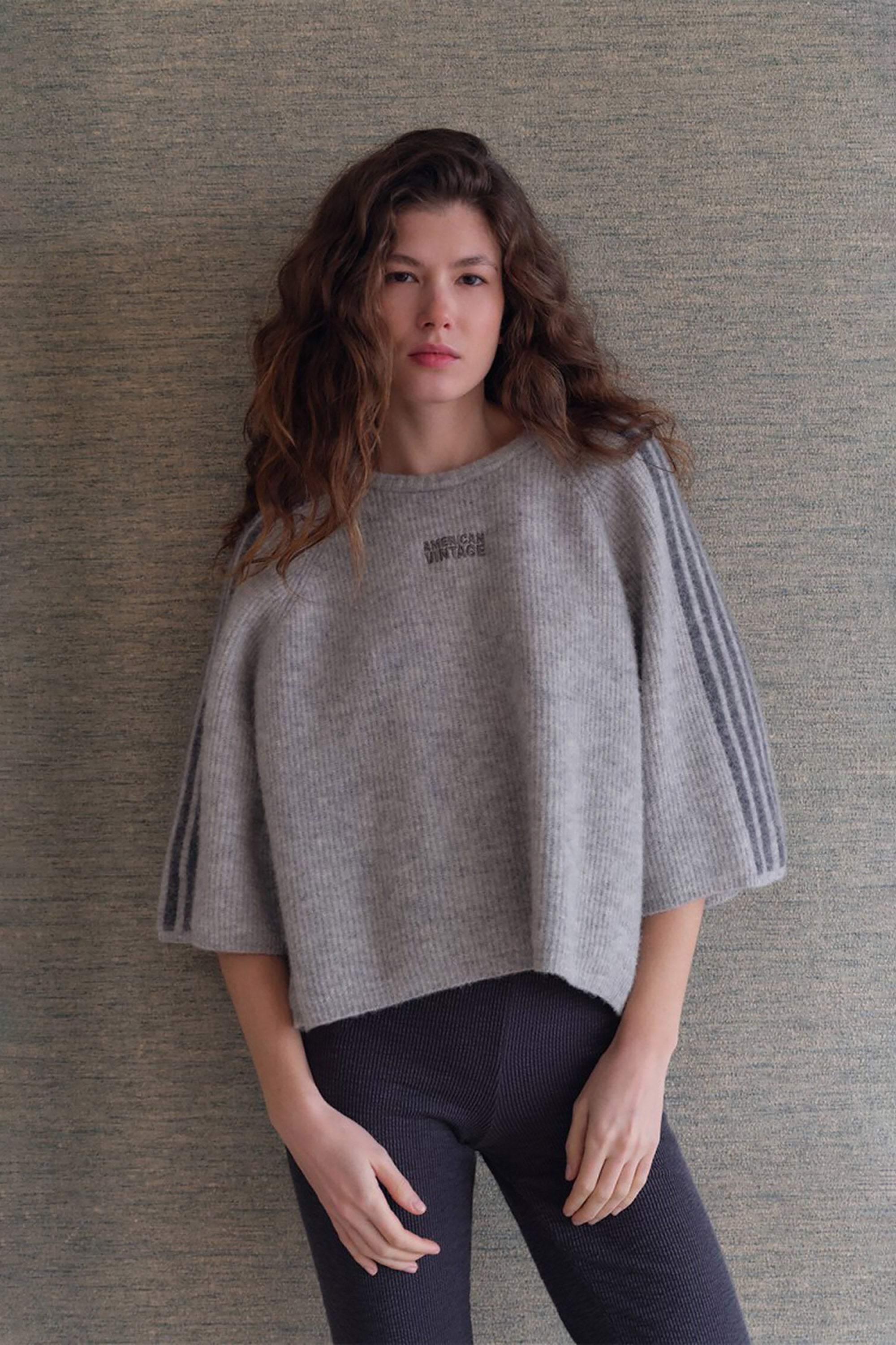 Vitow Stripe Jumper - Light Grey Melange