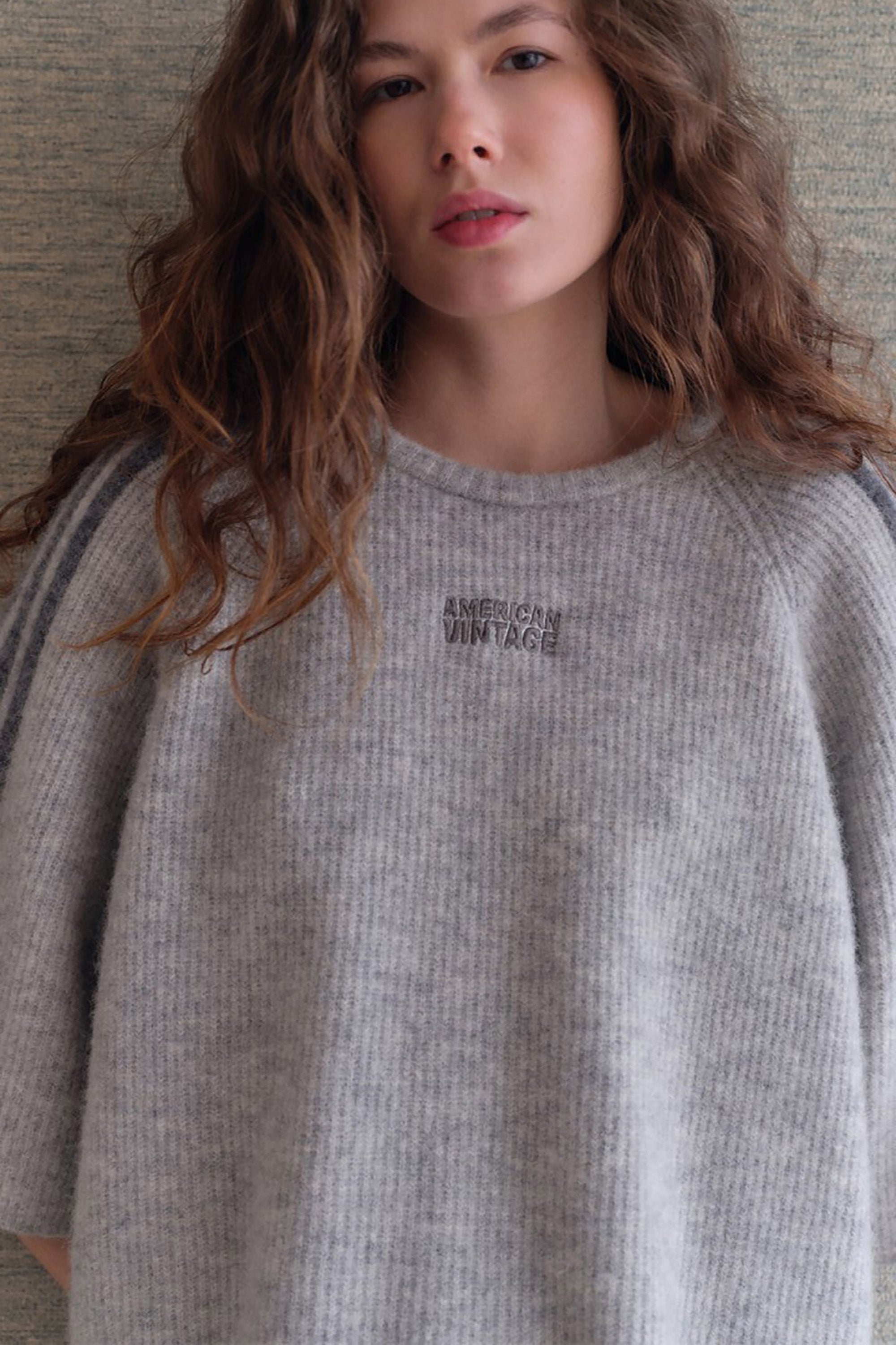 Vitow Stripe Jumper - Light Grey Melange