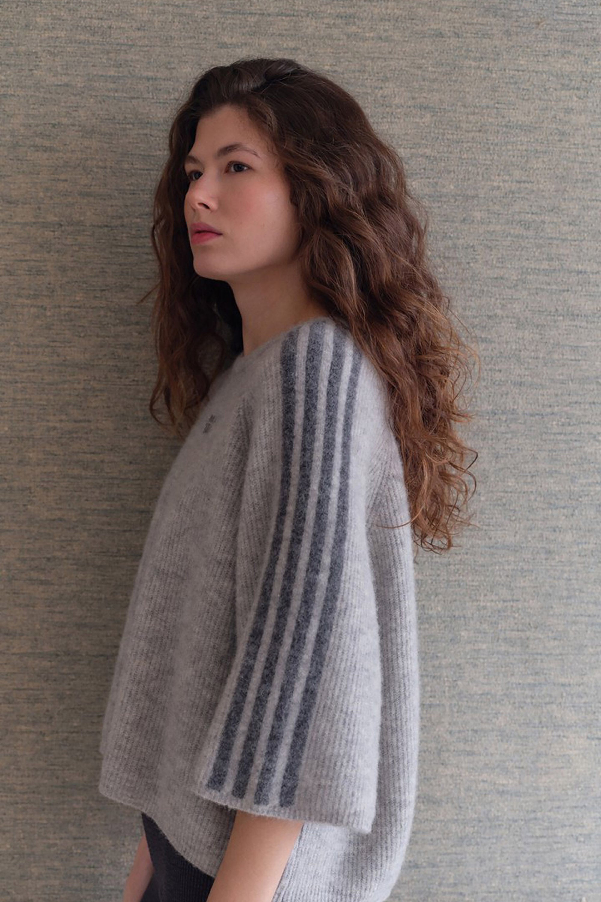 Vitow Stripe Jumper - Light Grey Melange