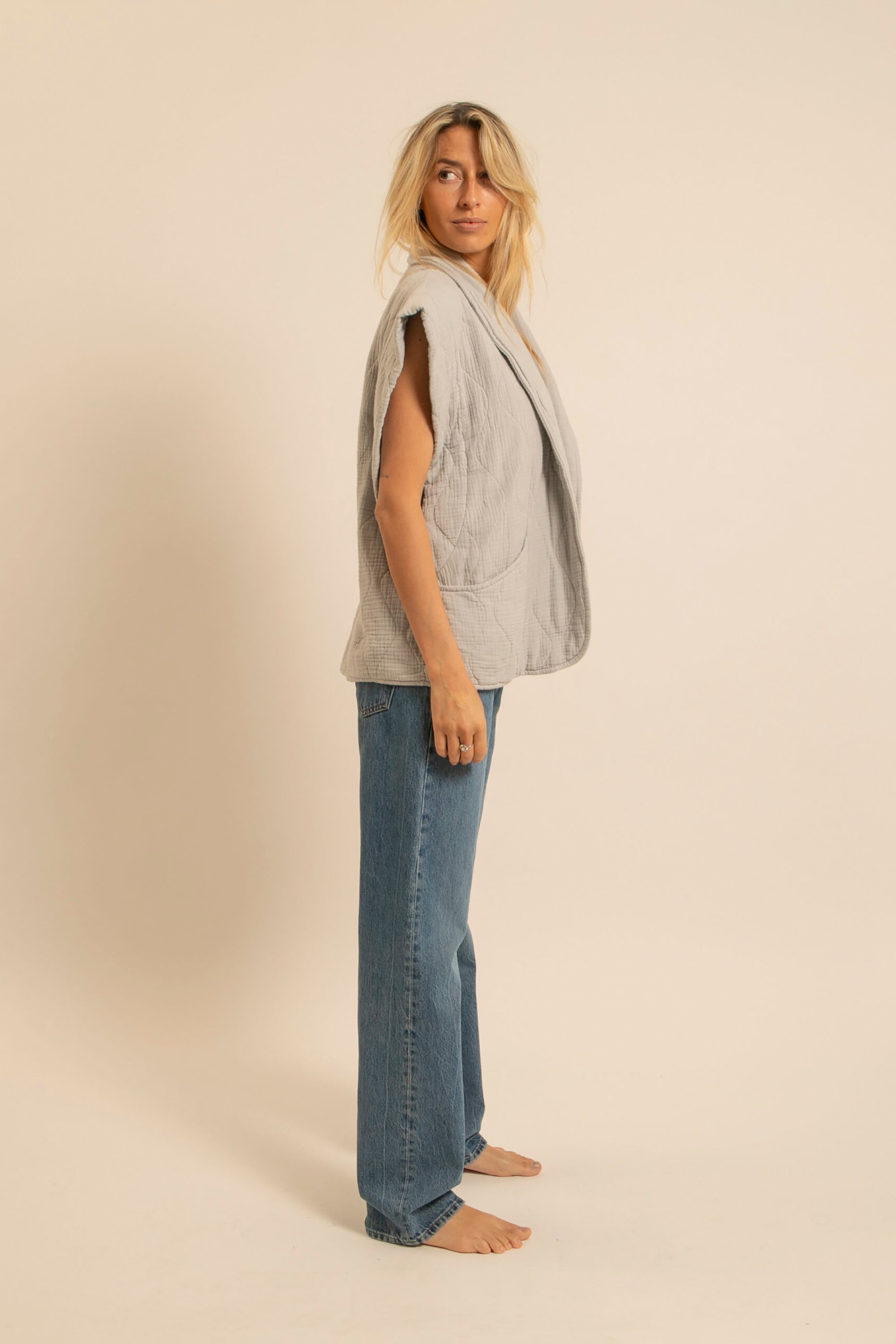 Brooklyn Sleeveless Jacket - Grey