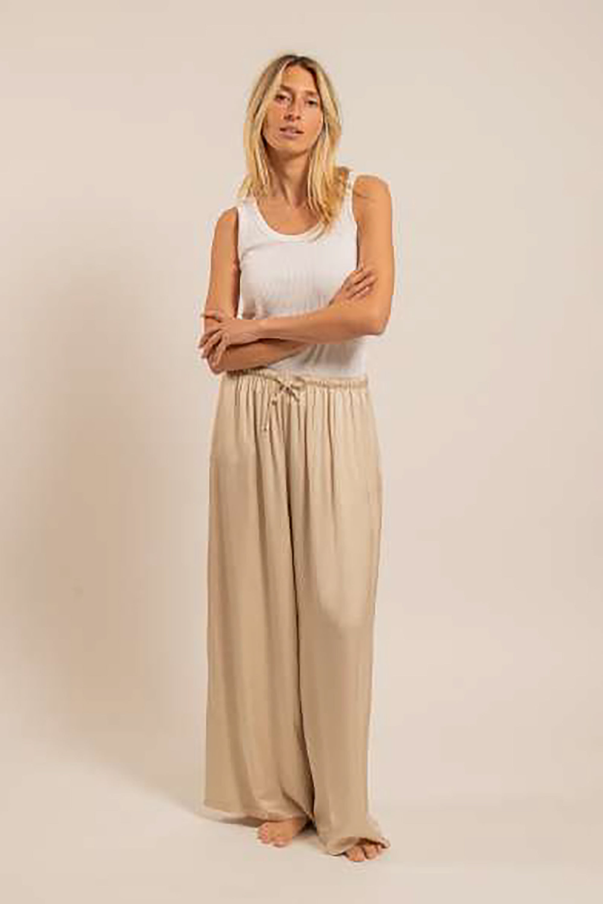 Phoenix Silky Pants - Beige