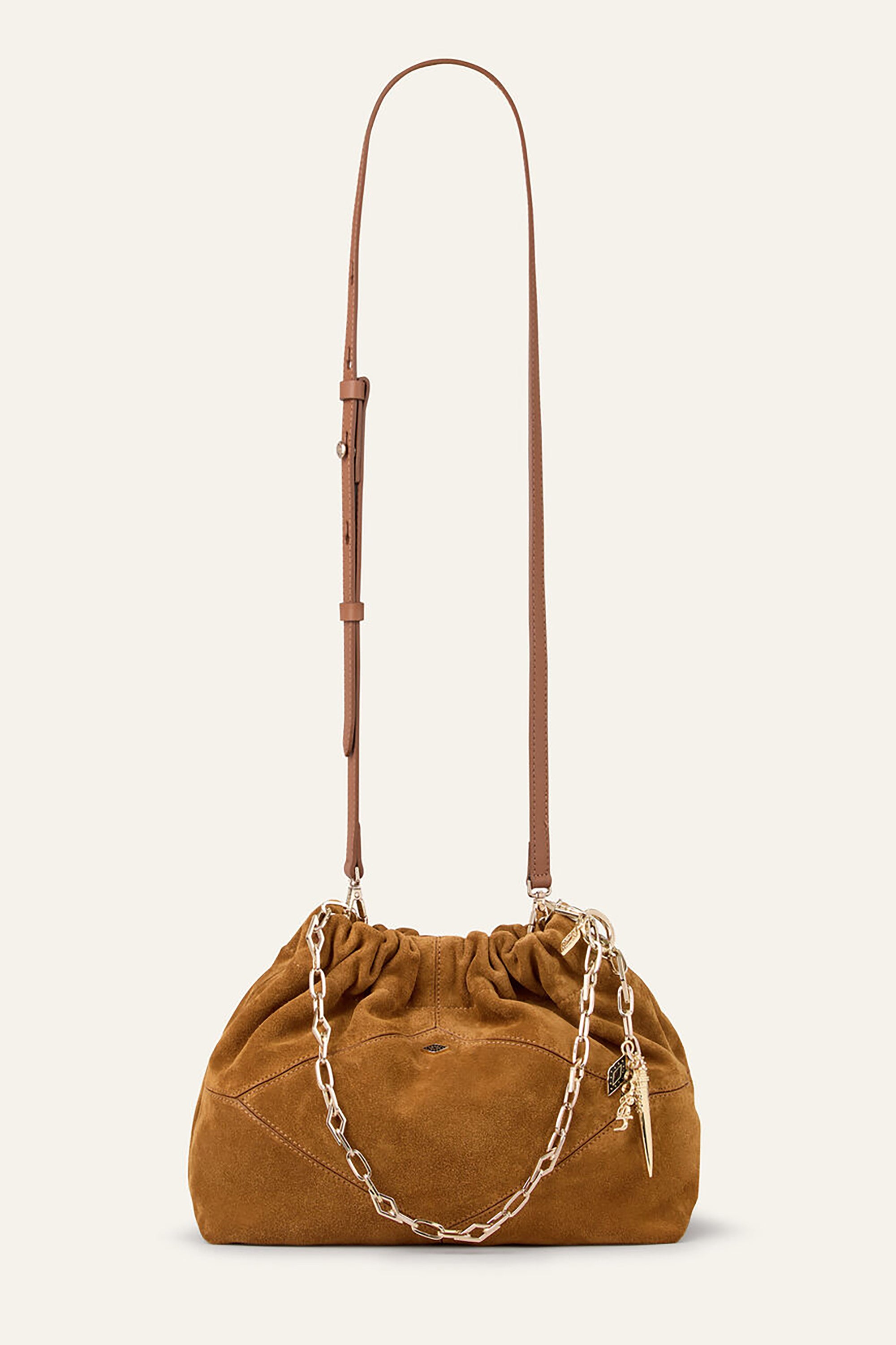 Bag S Suede Mini June Tote - Cognac
