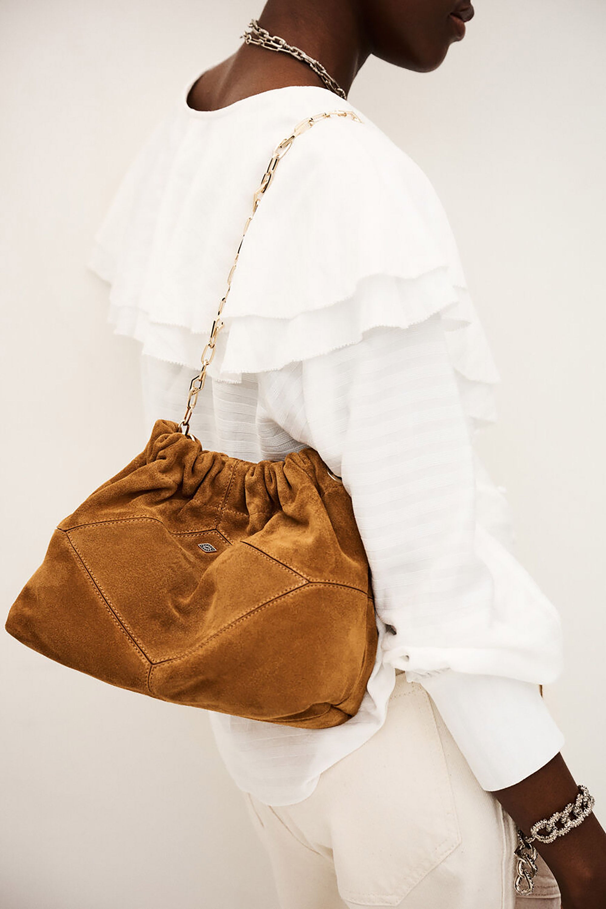 Bag S Suede Mini June Tote - Cognac