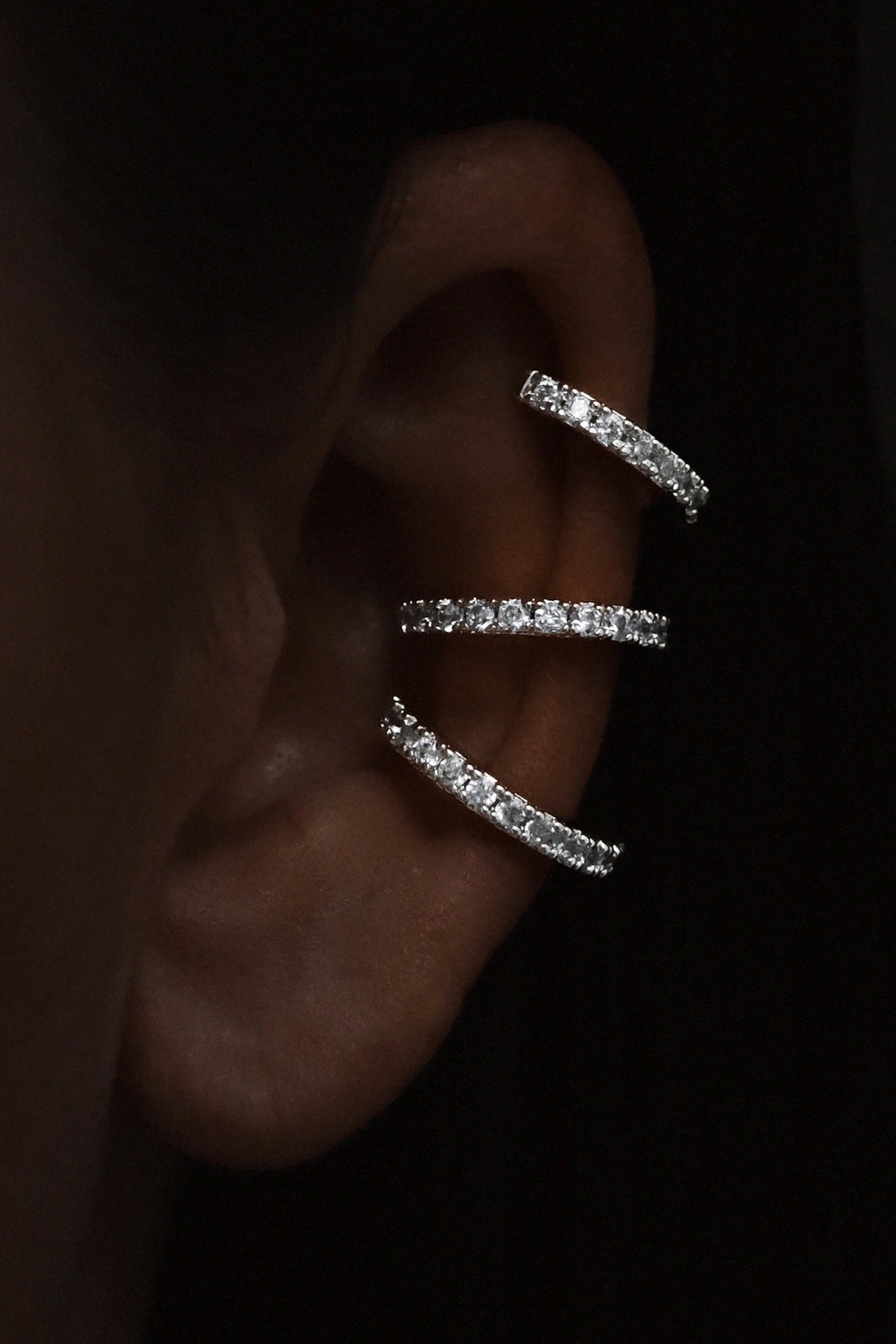 Classic Diamond Ear Cuff - Silver