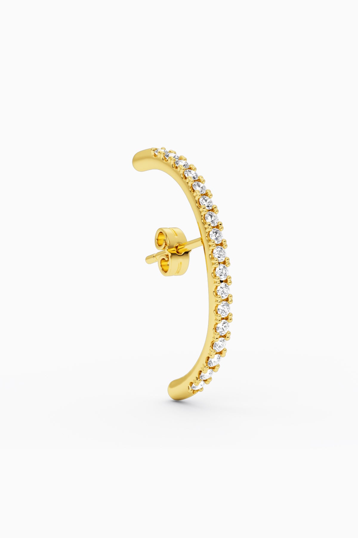 Long Diamond Hug Ear Stud - Gold