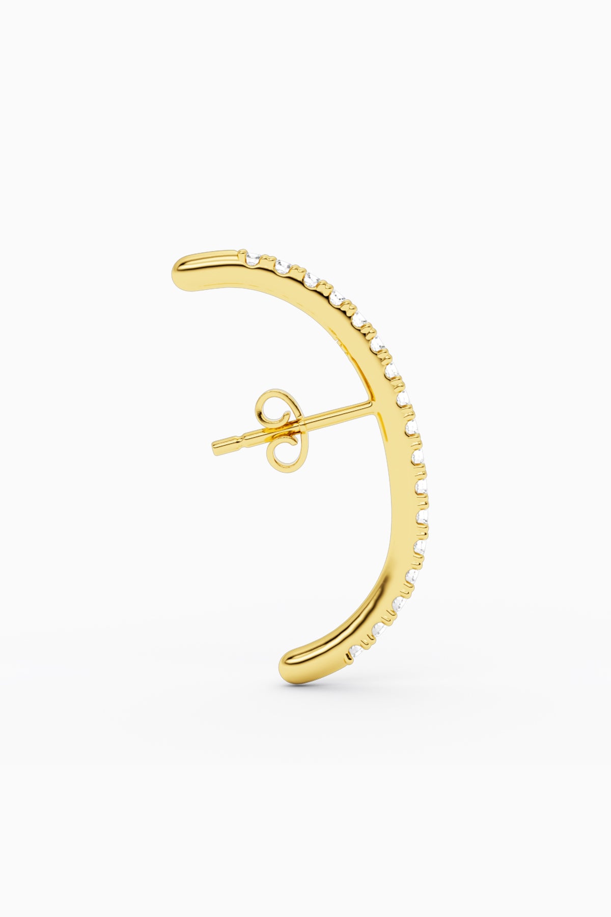 Long Diamond Hug Ear Stud - Gold