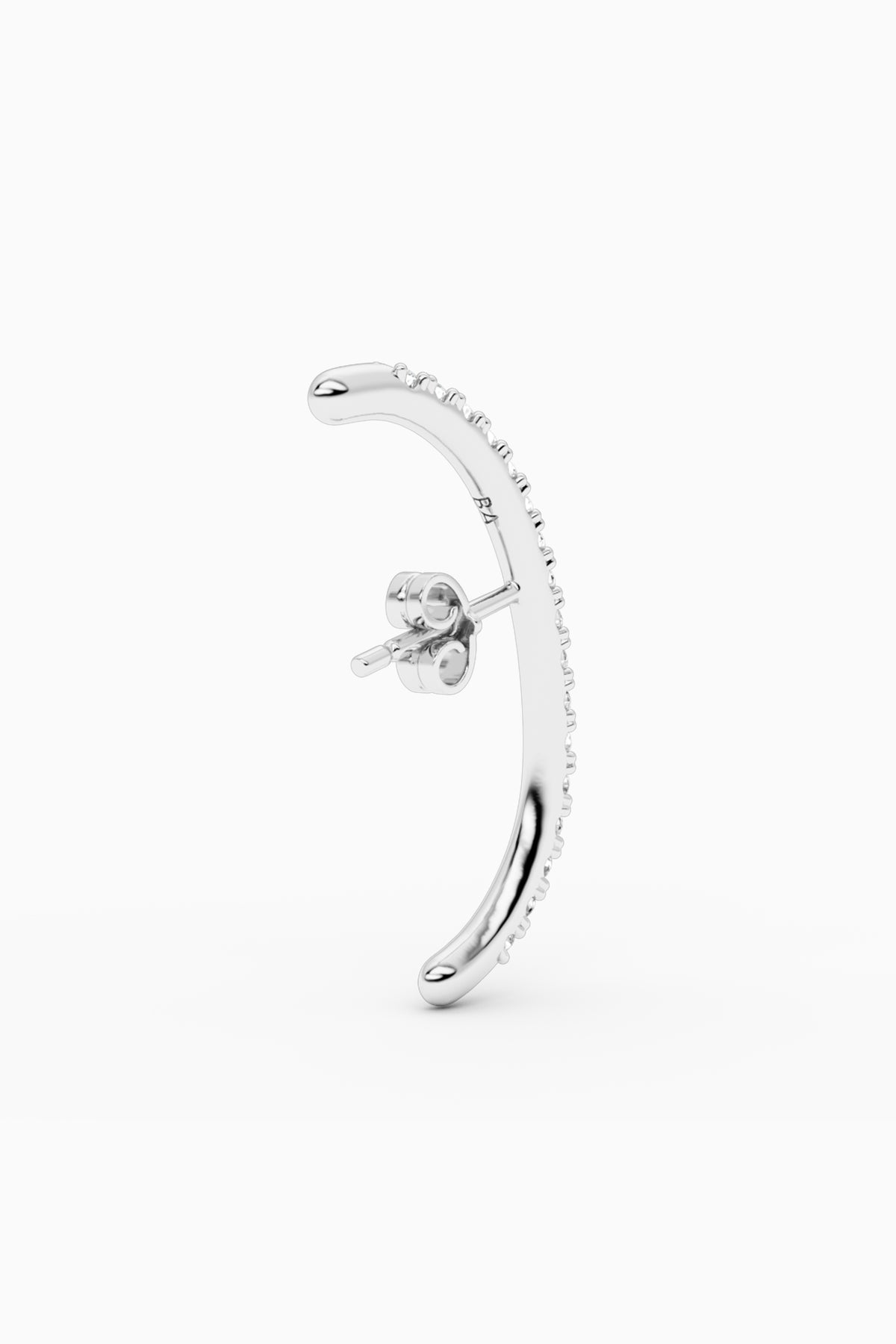 Long Diamond Hug Ear Stud - Silver