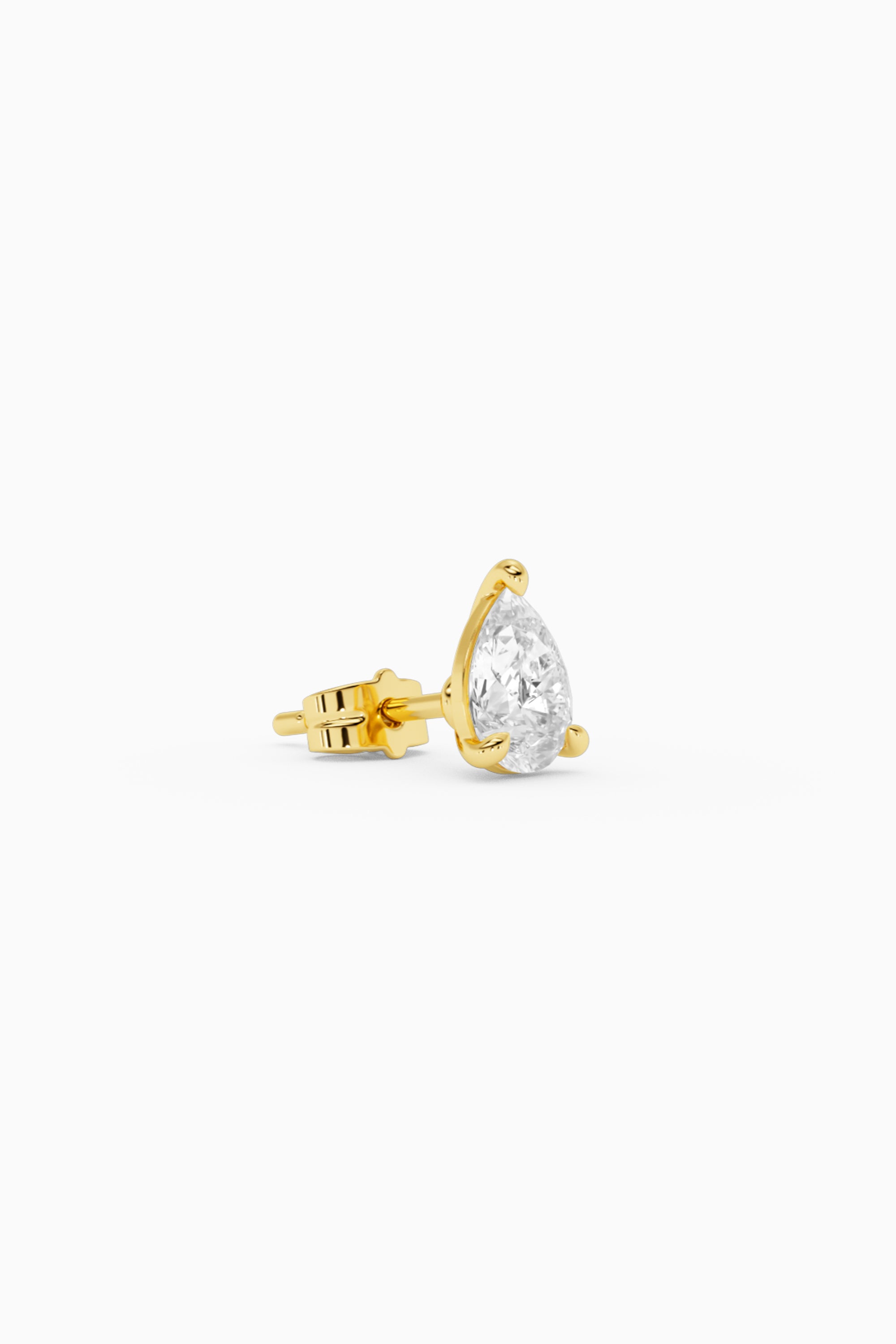 Pear Diamond Ear Stud - Gold