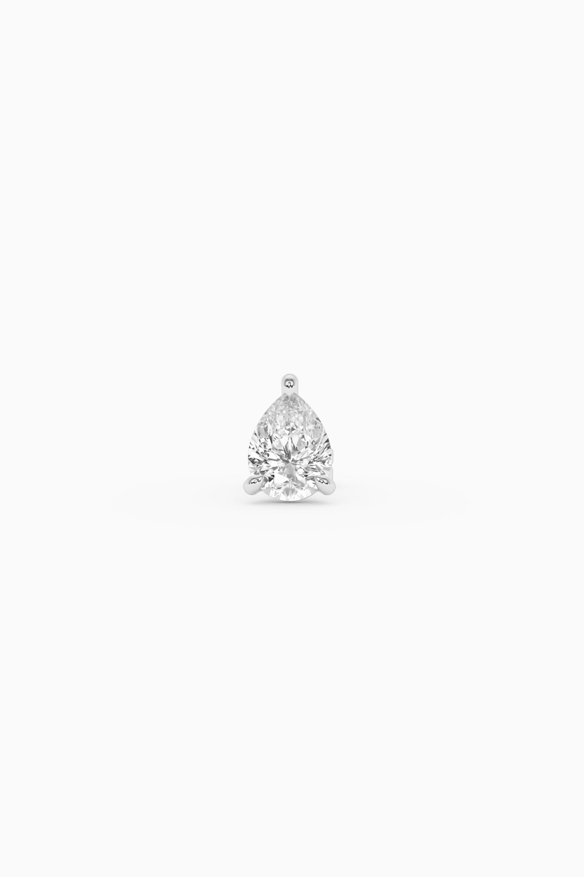Pear Diamond Ear Stud - Silver